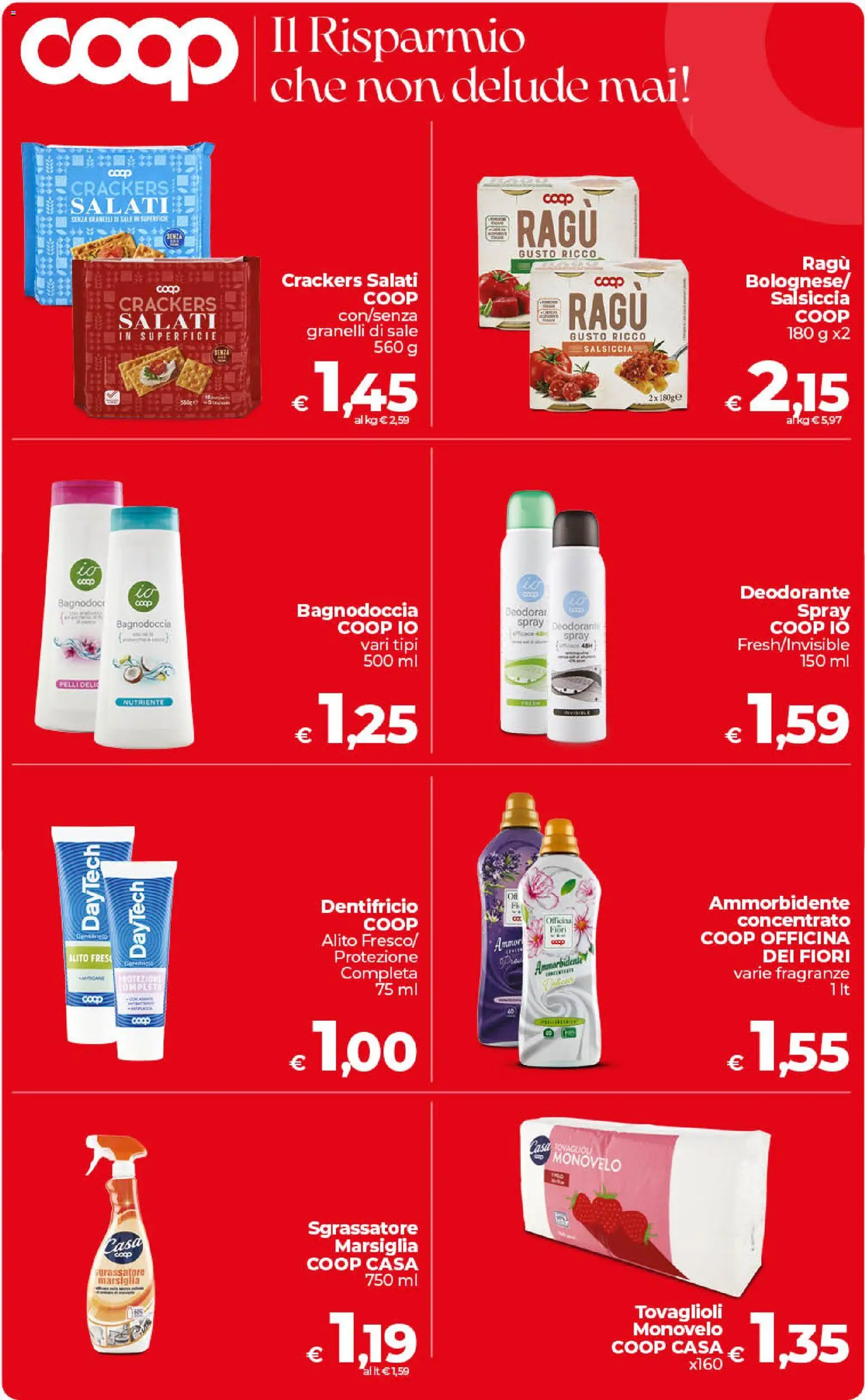 Volantino Ipercoop del 21/08/2026 | Pagina: 11 | Prodotti: Ammorbidente, Crackers, Ragú, Fiori