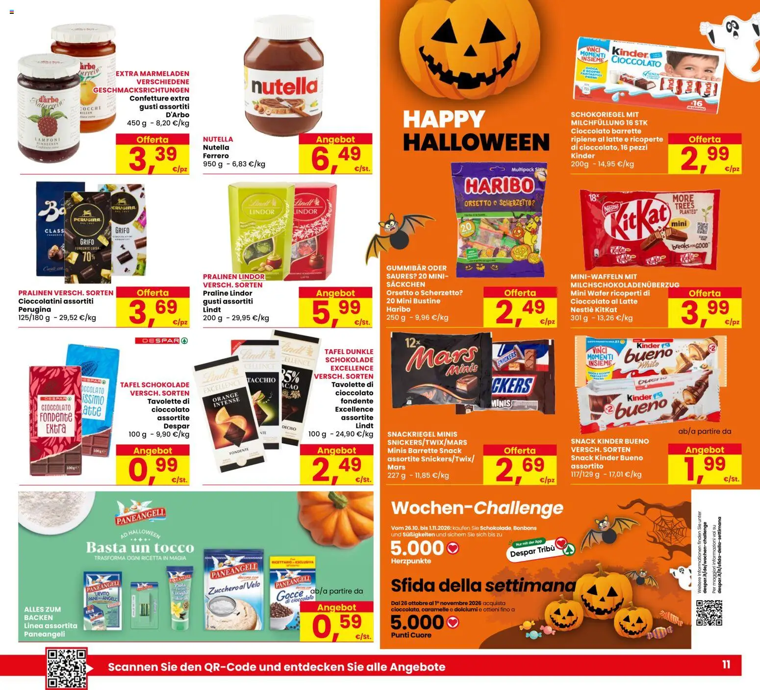 Volantino Eurospar del 15/10/2026 | Pagina: 11 | Prodotti: Caramelle, Lindt, Latte, Nutella