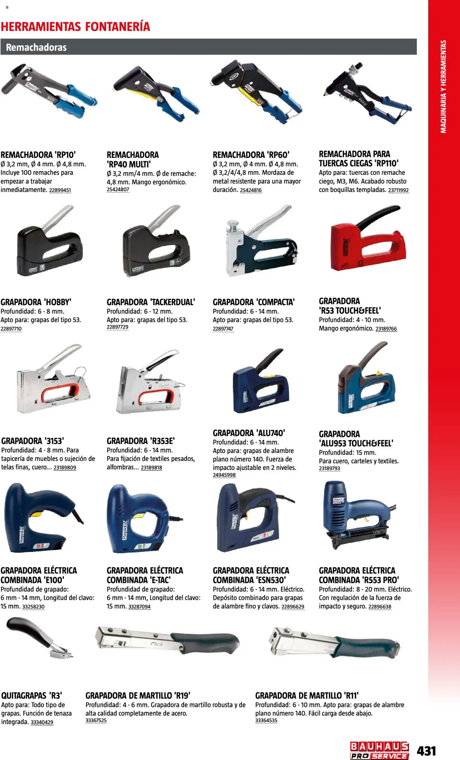 Bauhaus ProService │ válido desde el 11/05/2026 | Página: 431 | Productos: Grapadora, Muebles, Herramientas, Mango