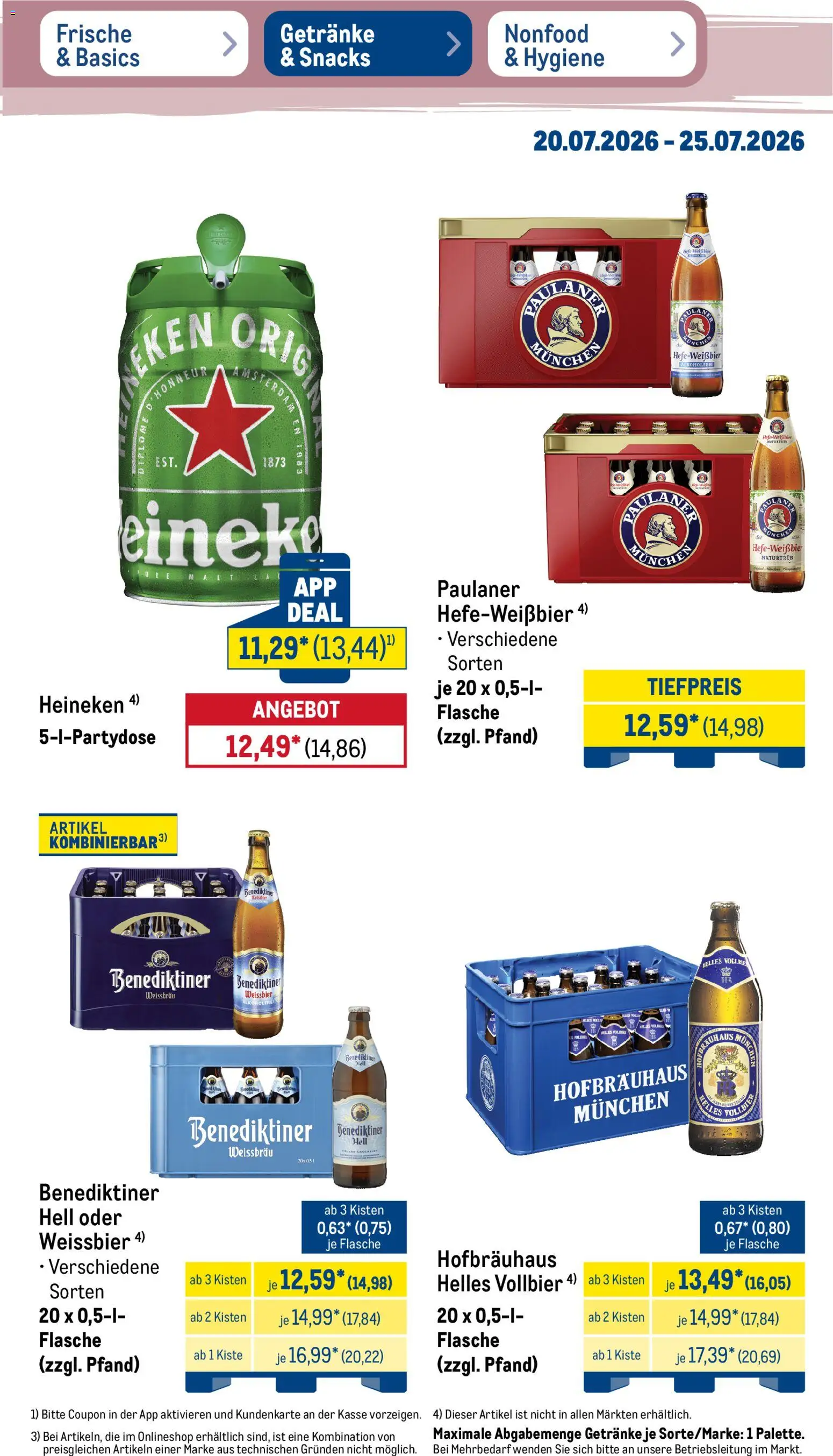 Metro Prospekt – gültig ab 20.07.2026 | Seite: 29 | Produkte: Weißbier, Benediktiner hell, Heineken, Paulaner