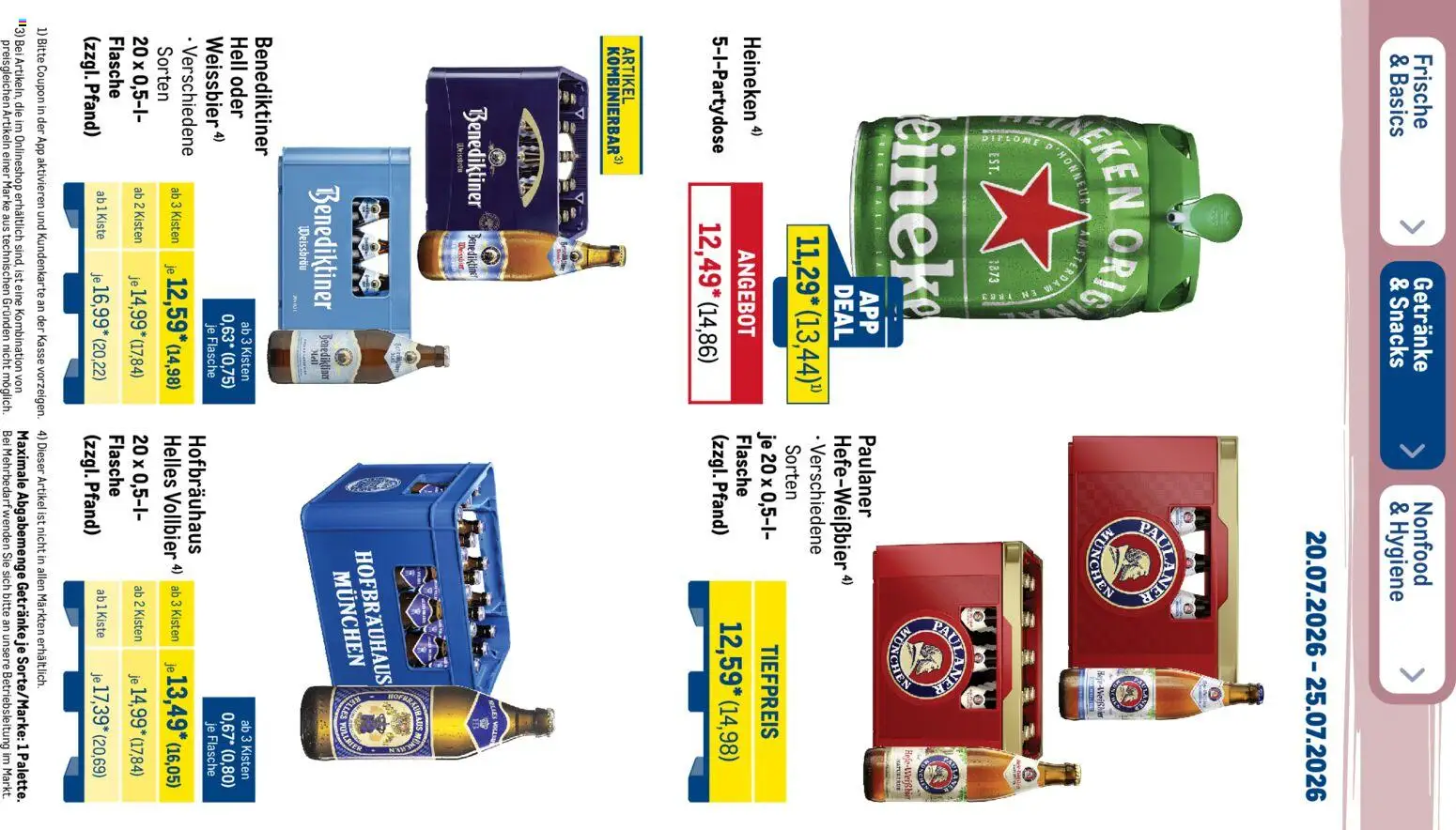 Metro Prospekt – gültig ab 20.07.2026 | Seite: 29 | Produkte: Weißbier, Benediktiner hell, Heineken, Paulaner