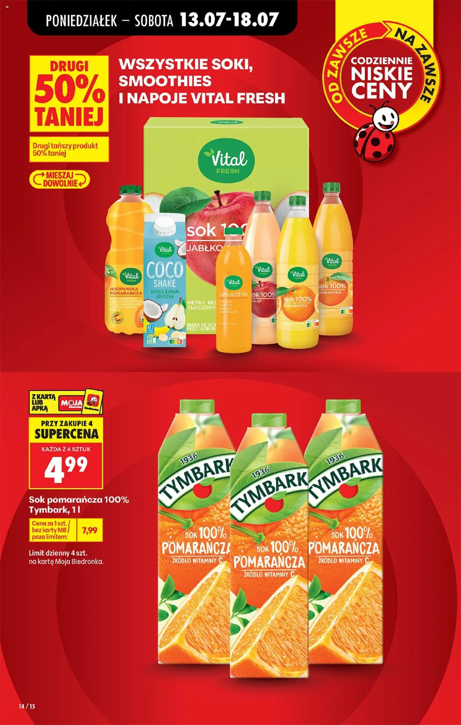 Biedronka Polsko leták od 13.07.2026 | Strana: 14 | Produkty: Mango, Banán, Smoothie, Karty
