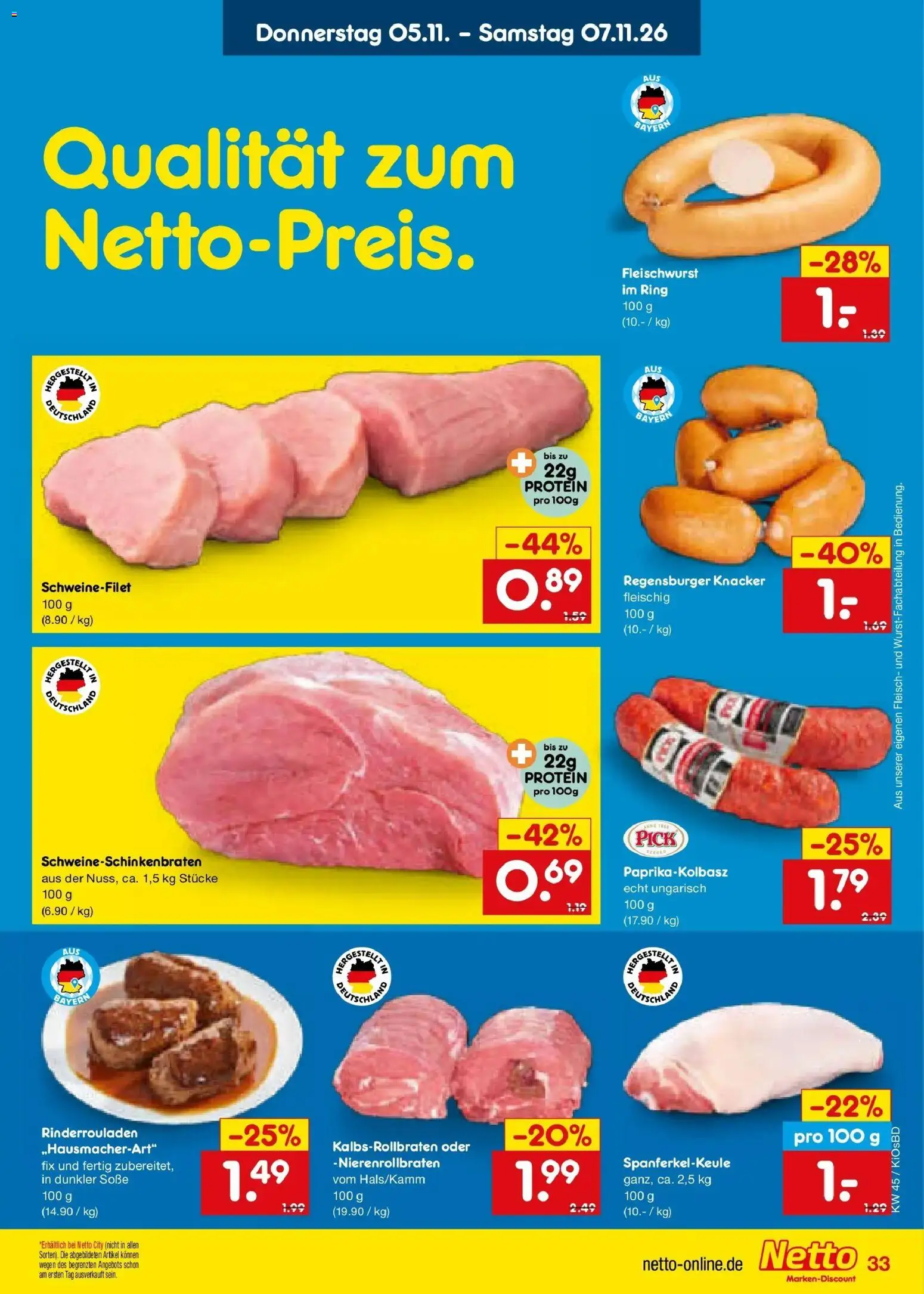 Netto Marken-Discount Prospekt Mistelbach – gültig ab 02.11.2026 | Seite: 51 | Produkte: Rinderrouladen, Schweinefilet, Soße, Fleisch