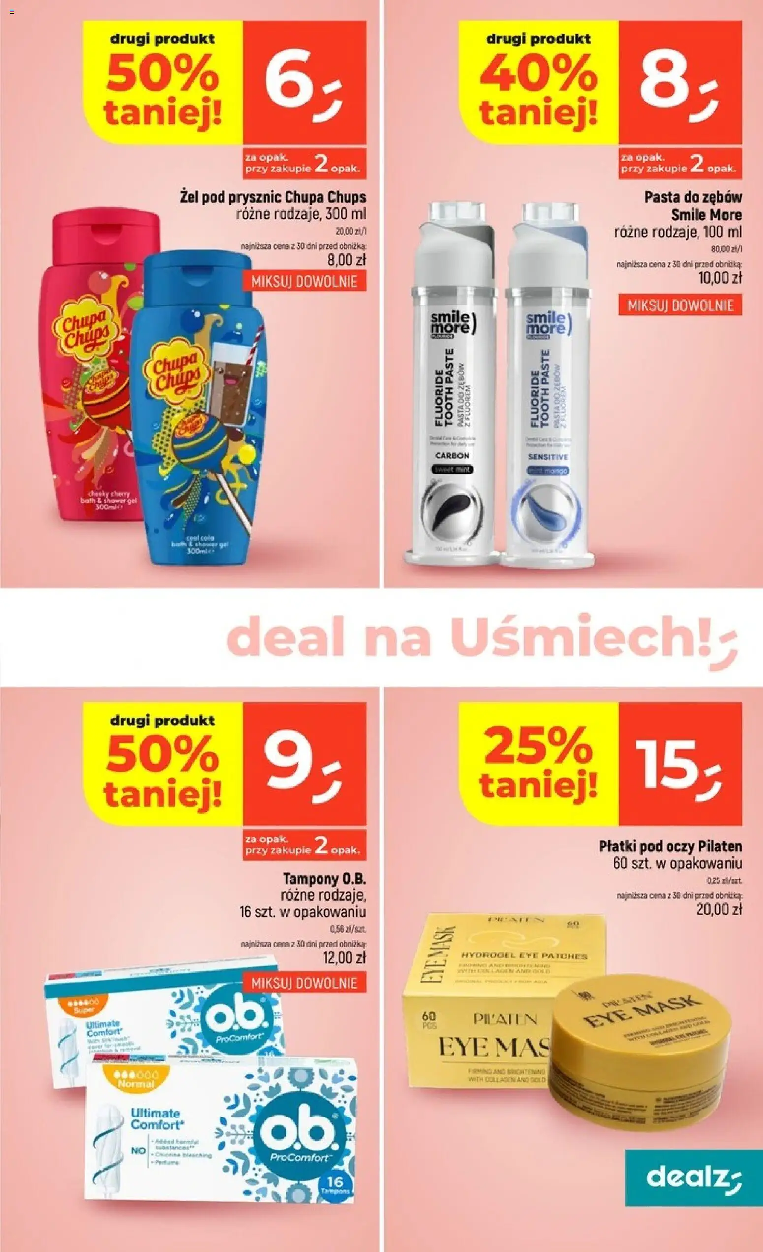 Dealz gazetka od 24.09.2026 | Strona: 45 | Produkty: Tampony, Pasta, Żel pod prysznic, Pasta do zębów