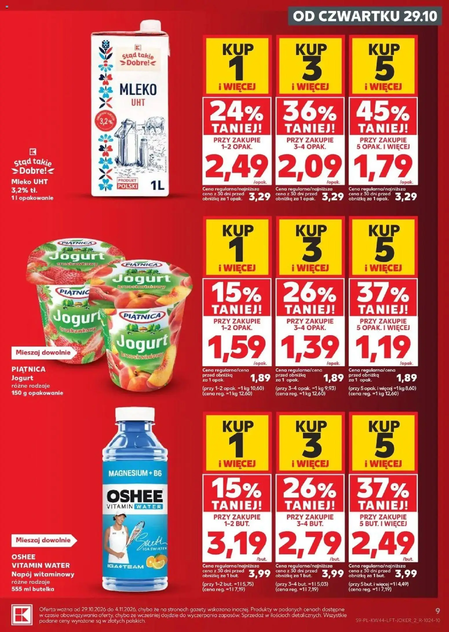 Kaufland aktualna gazetka od 29.10.2026 - od jutra PDF | Strona: 9 | Produkty: Piątnica, Gazety, Oshee, Jogurt