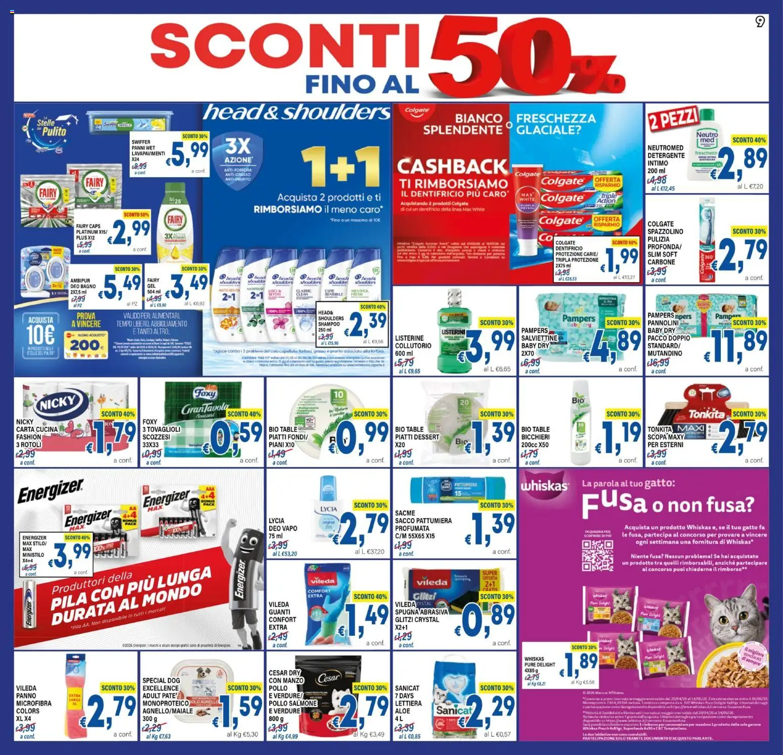 Volantino DEM del 29.05.2026 | Pagina: 9 | Prodotti: Spugna, Pannolini, Spazzolino, The