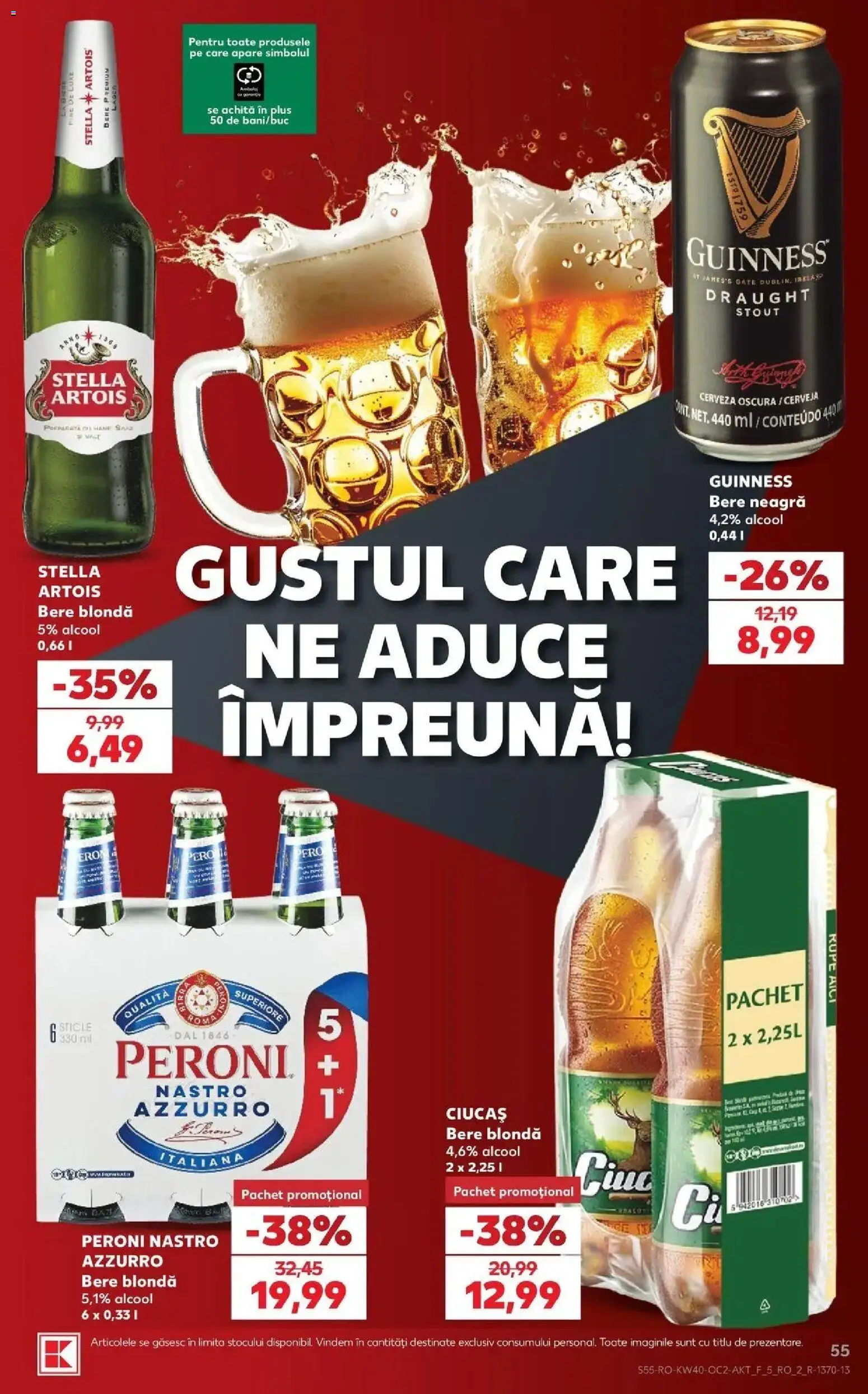 Kaufland Sovata 30.09.2026 - Revista si Oferta | Pagină: 55 | Produse: Premium, Peroni nastro azzurro, Guinness, Bere