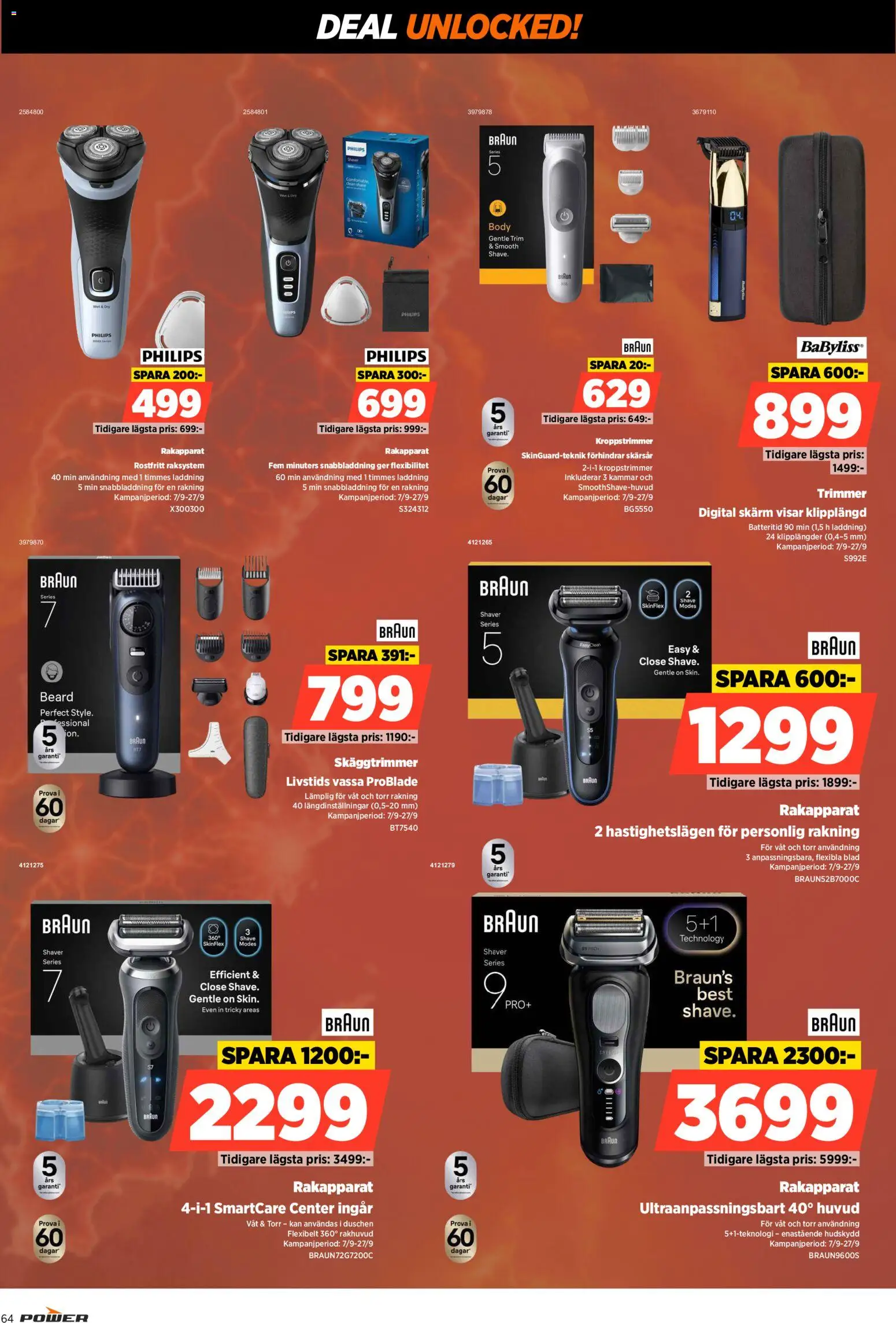 Power reklamblad aktuell från 07/09/2026 | Sida: 64 | Produkter: Rakapparat, Trimmer, Skäggtrimmer
