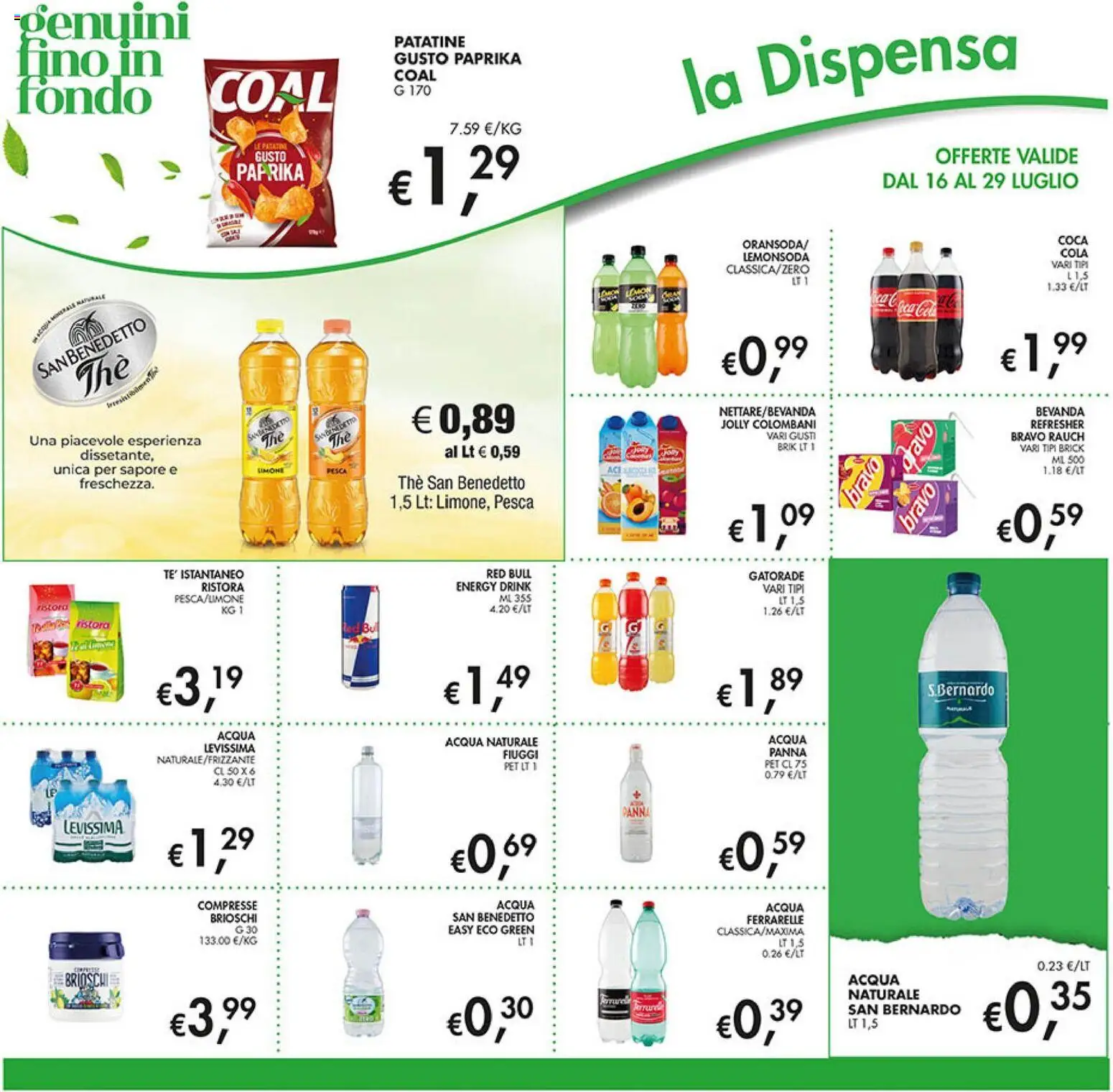 Volantino Coal del 16/07/2026 | Pagina: 16 | Prodotti: Patatine, Pesca, The, Acqua naturale