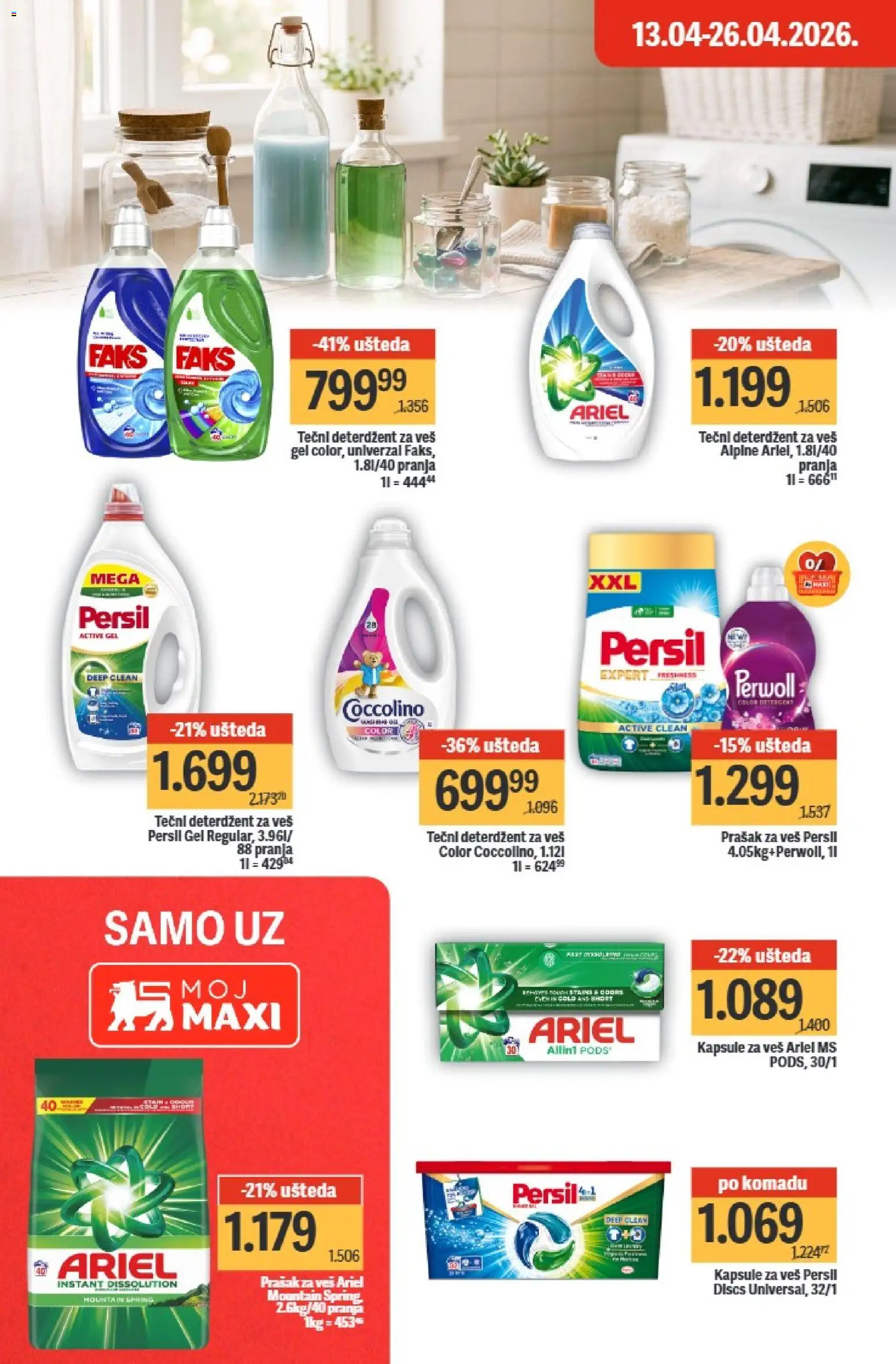 Maxi katalog - važi od 20.04.2026 | Strana: 32 | Proizvode: Tečni deterdžent, Kapsule, Perwoll, Persil