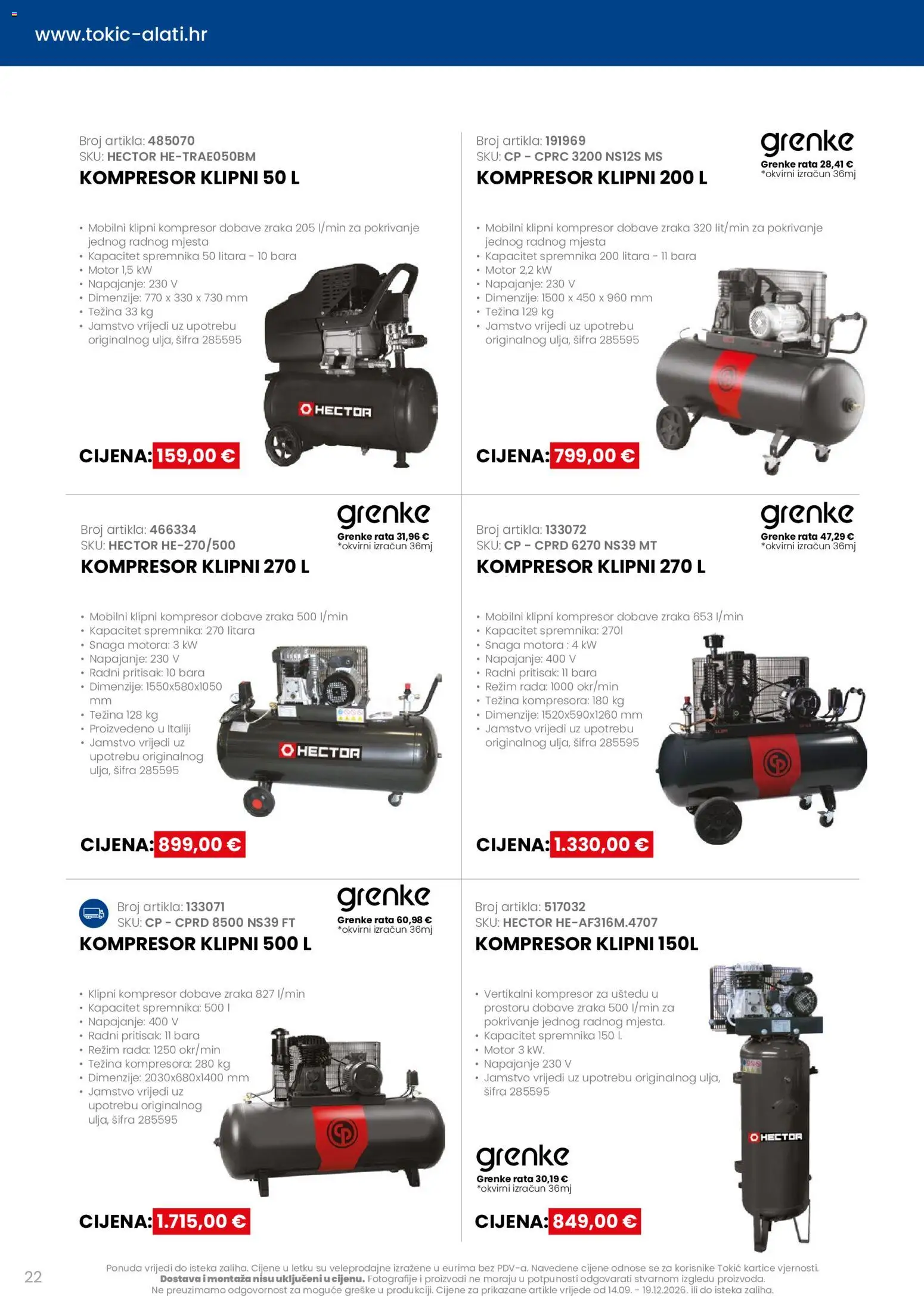 Tokić katalog | vrijedi od 14.09.2026 | Stranica: 22 | Proizvodi: Kompresor