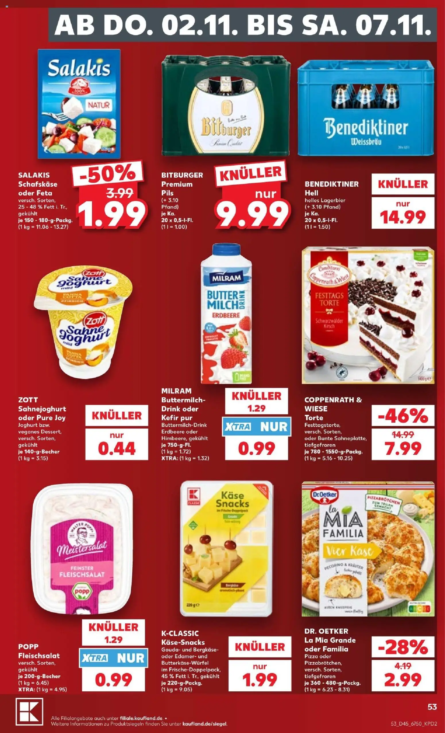 Kaufland Prospekt – gültig ab 02.11.2026 | Seite: 53 | Produkte: Kefir, Edamer, Salakis, Pizza