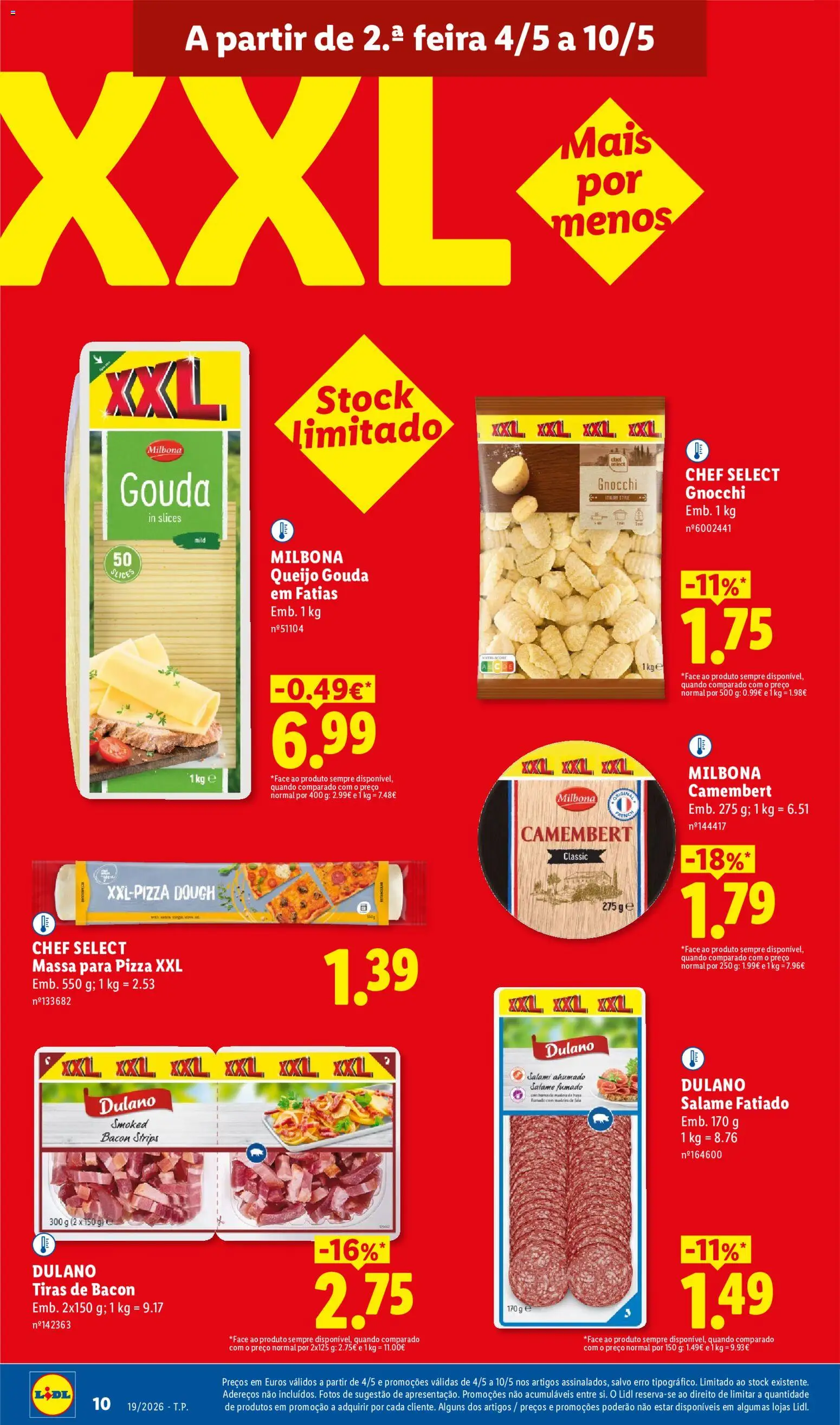 Lidl folheto │ válido de 04.05.2026 | Página: 10 | Produtos: Queijo, Salame, Pizza, Massa