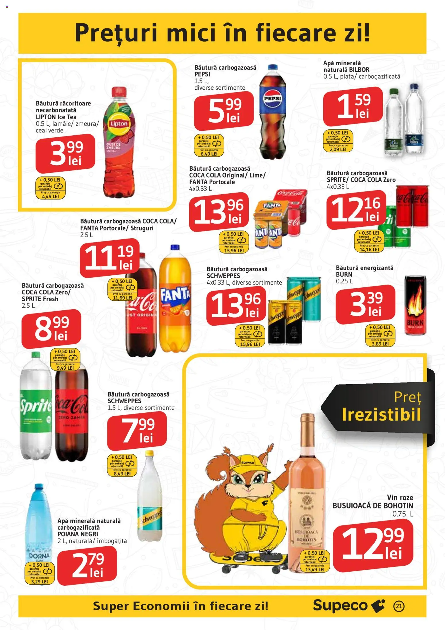 Noul catalog Supeco – valabil de la 20.08.2026 | Pagină: 21 | Produse: Apa minerala, Schweppes, Pepsi, Portocale