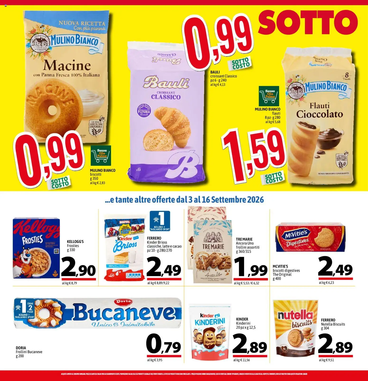 Volantino A&O del 03/09/2026 | Pagina: 8 | Prodotti: Panna, Biscotti, Farina, Frollini