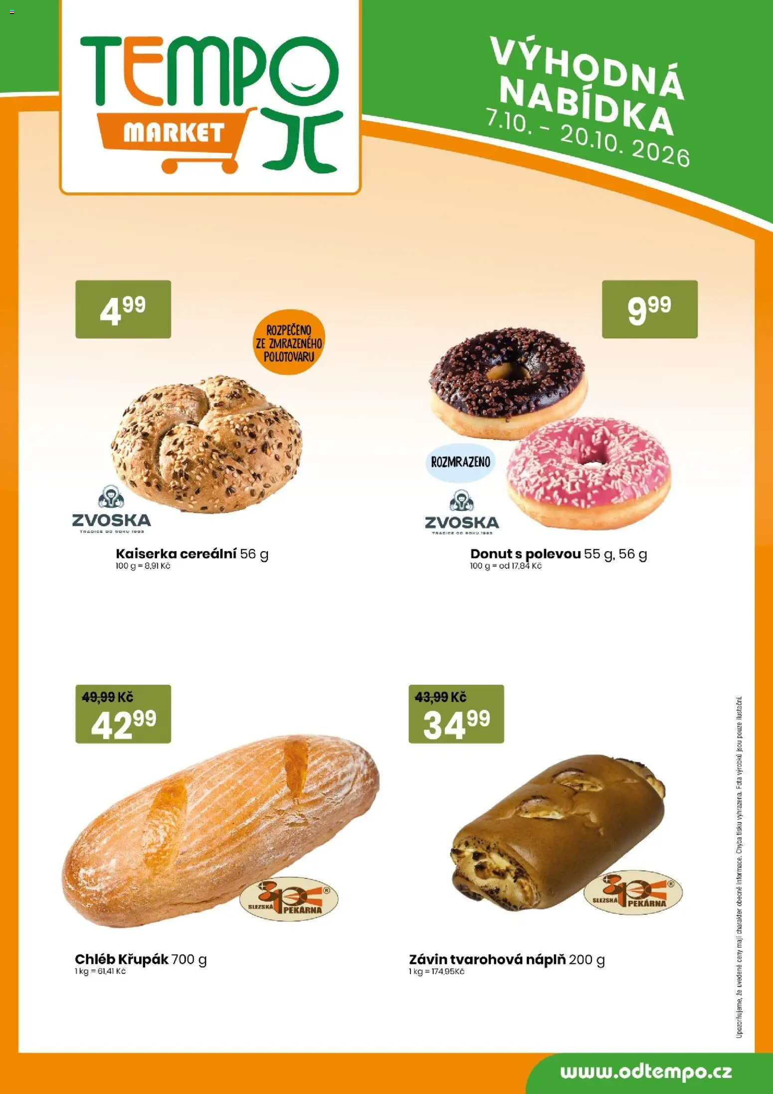 Tempo leták od 07.10.2026 | Strana: 13 | Produkty: Donut, Kaiserka, Chléb, Pekárna