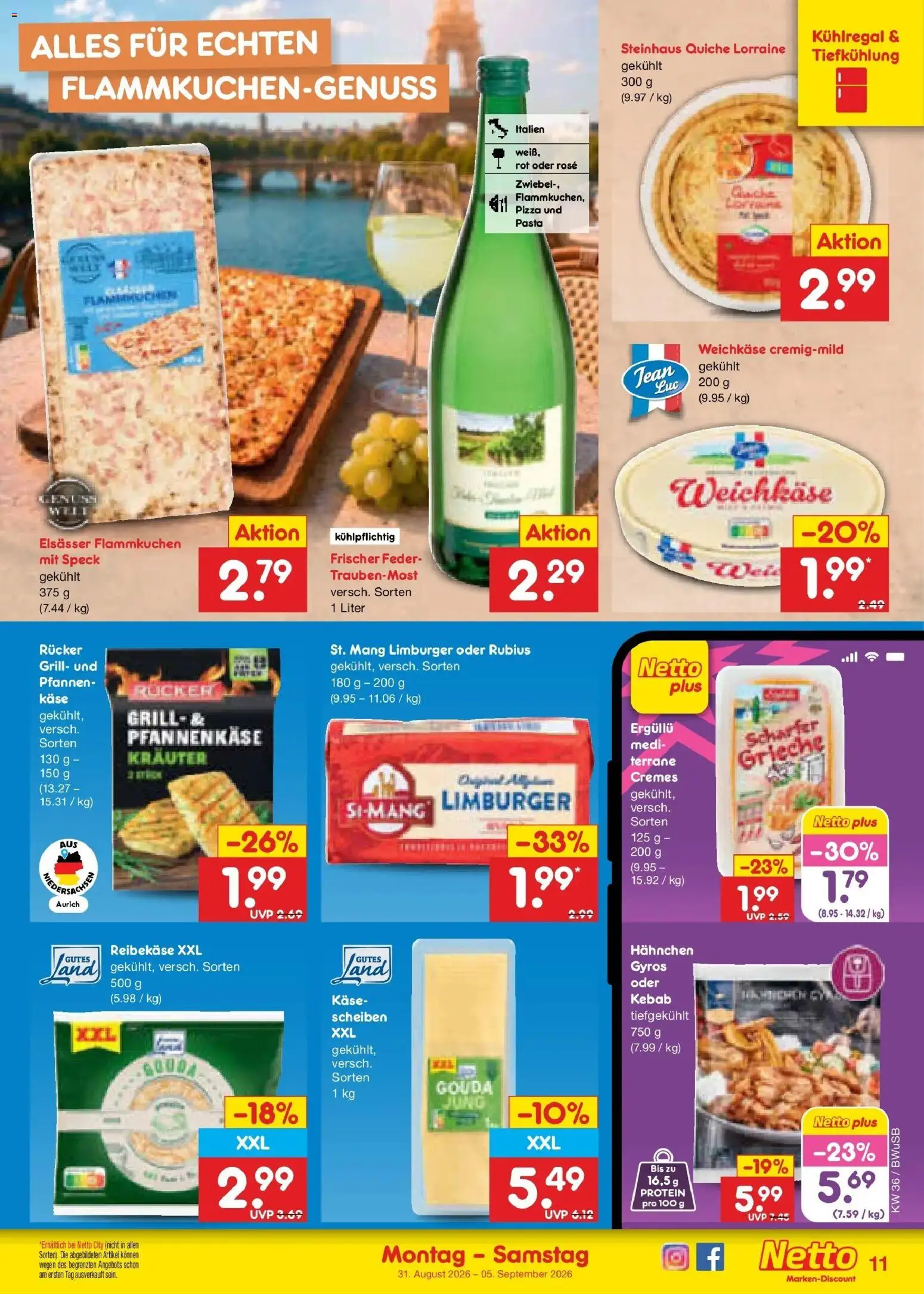 Netto Marken-Discount Prospekt Stemwede-Dielingen (ab 31.08.2026) » Angebote | Seite: 13 | Produkte: Grill, Hahnchen, Gouda, Gyros
