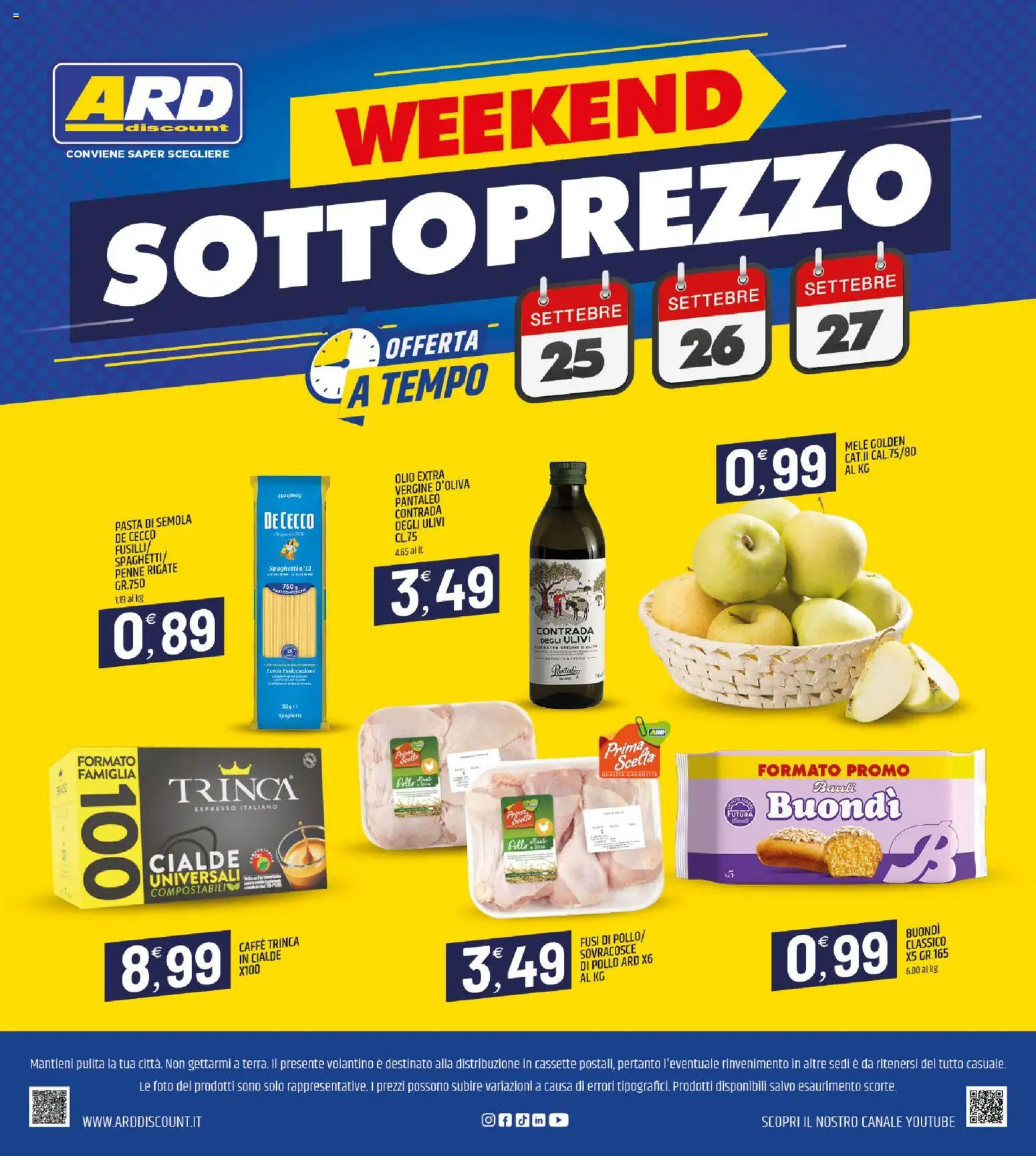 Volantino ARD Discount del 18/09/2026 | Pagina: 20 | Prodotti: Mele, De Cecco, Pasta di semola, Semola