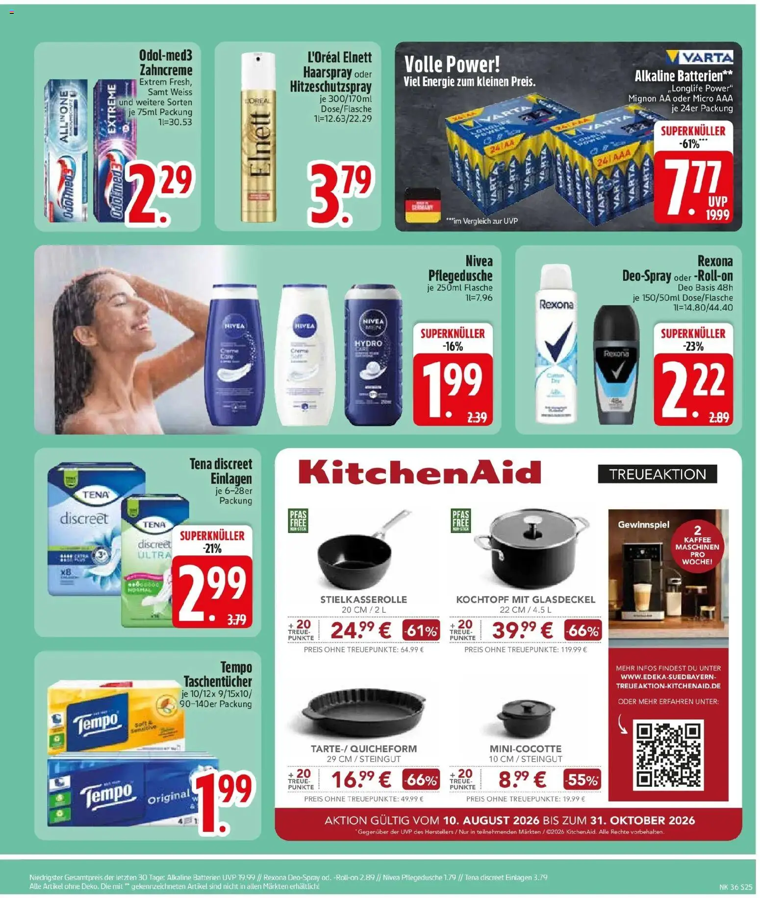 Edeka Prospekt Türkenfeld (ab 31.08.2026) » Angebote Online | Seite: 27 | Produkte: Batterien, Haarspray, Tempo, Deospray