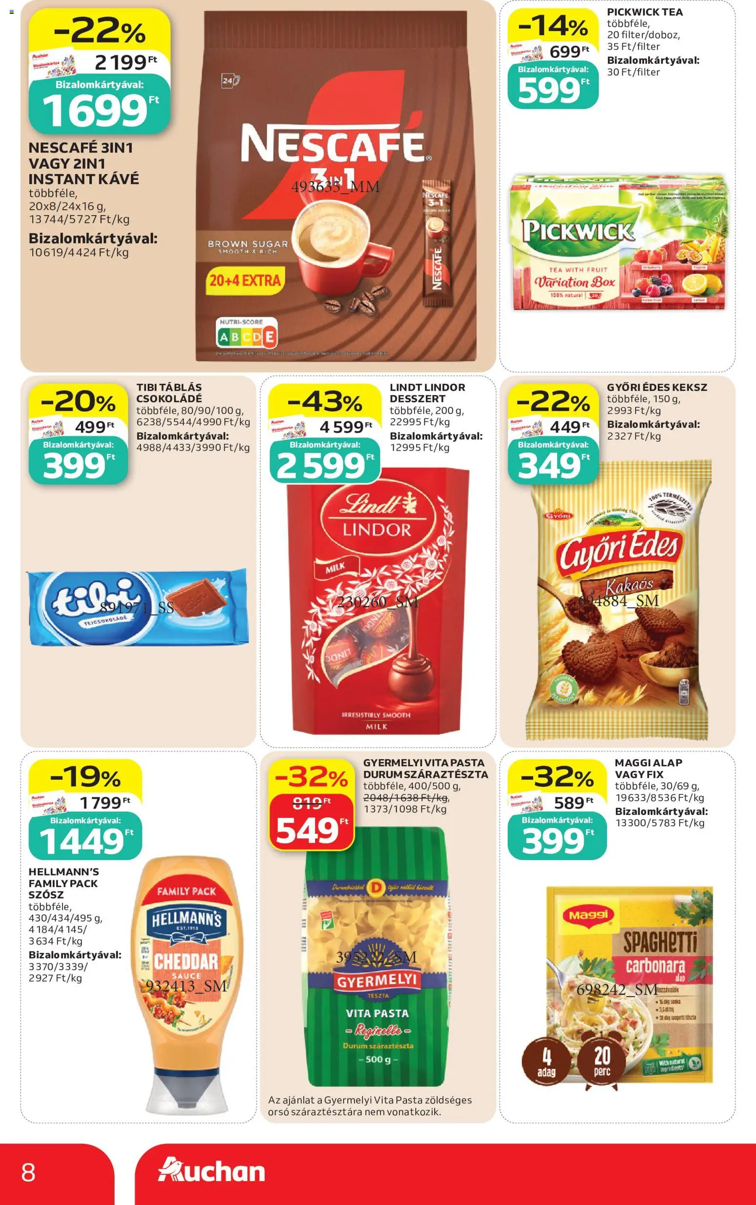 Auchan akciós ujság - amely érvényes a következő dátumtól: 04.06.2026 | Oldal: 8 | Termékek: Maggi, Csokoládé, Cheddar, Keksz