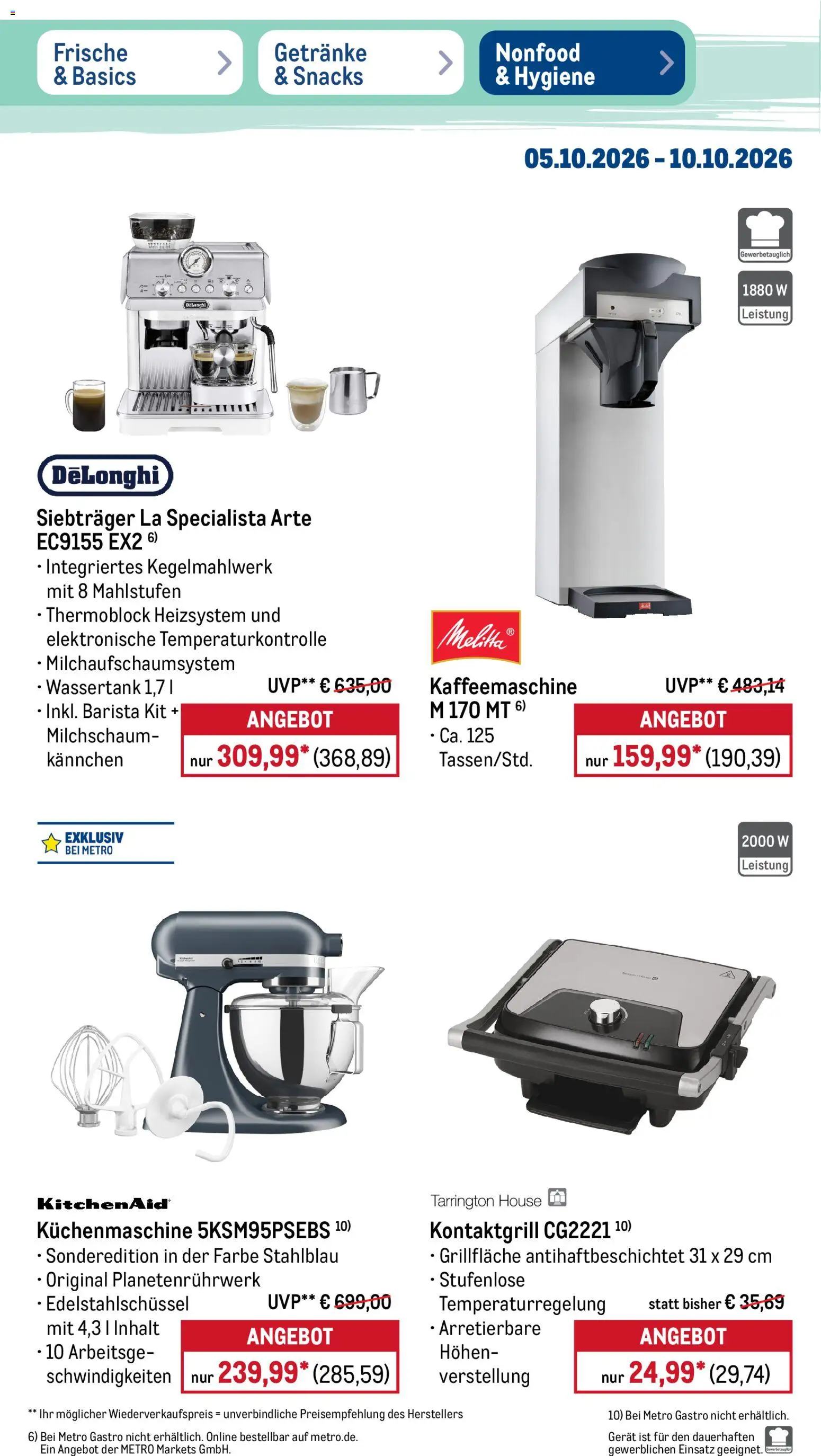Metro Prospekt – gültig ab 05.10.2026 | Seite: 44 | Produkte: Kaffeemaschine