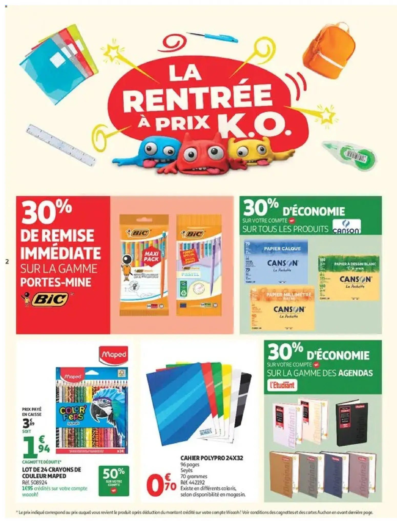 {H1} | Page: 2 | Produits: Cahier, Crayons de couleur, Notebook