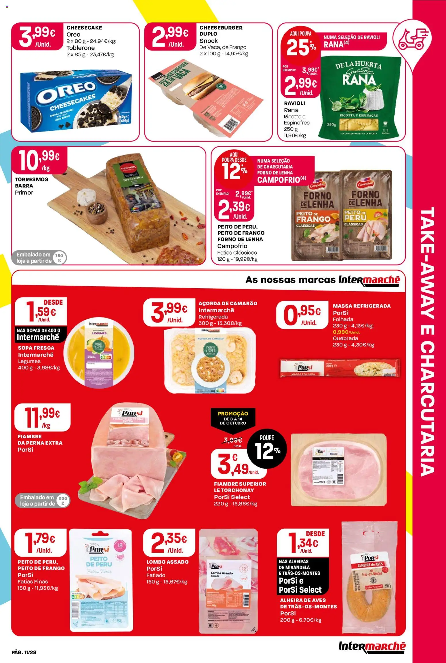 Intermarché folheto Contact │ válido de 08/10/2026 | Página: 11 | Produtos: Peito de frango, Peito de peru, Massa, Panela