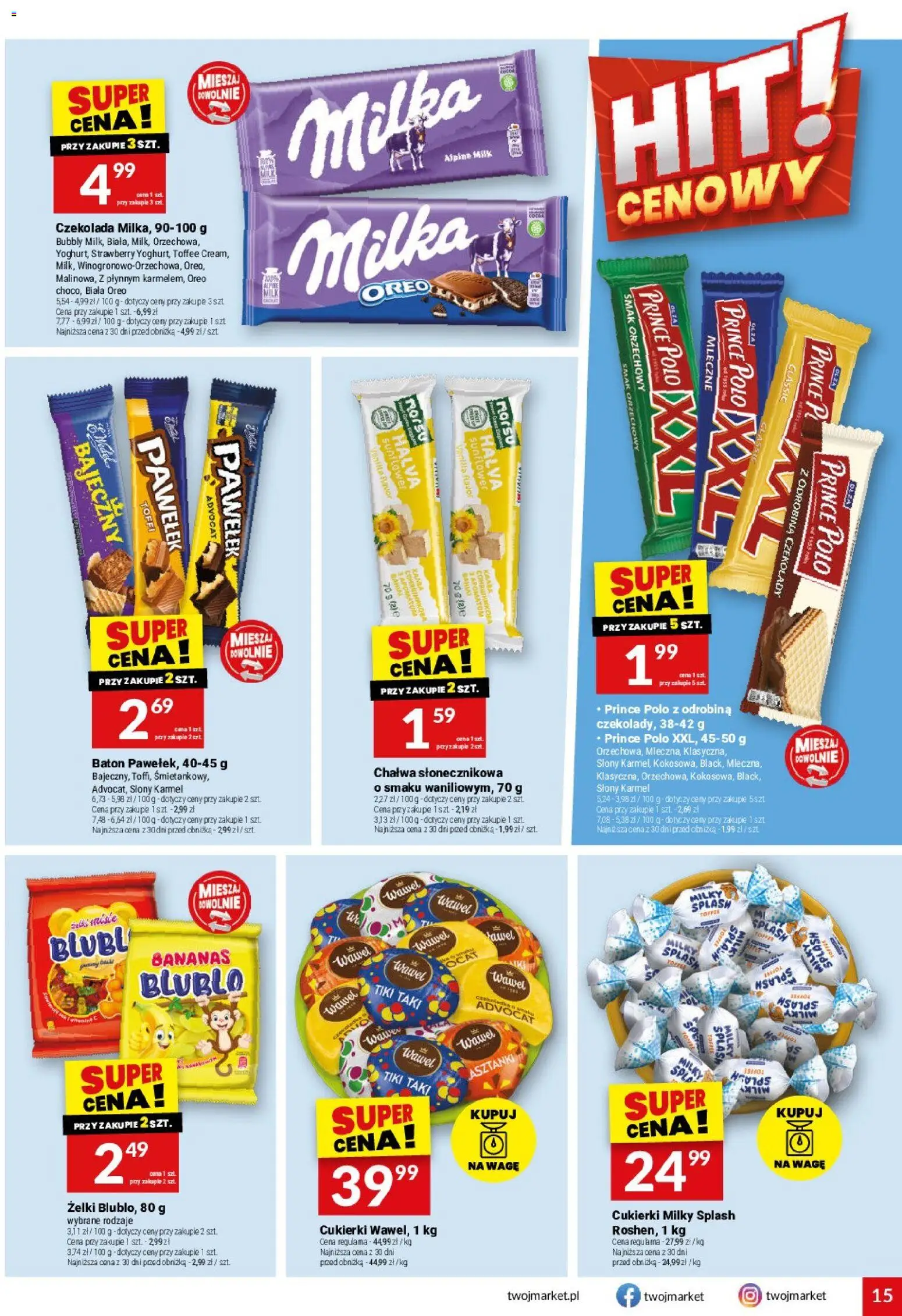 Twój Market gazetka od 04.03.2026 | Strona: 15 | Produkty: Czekolady, Prince polo xxl, Milka, Żelki