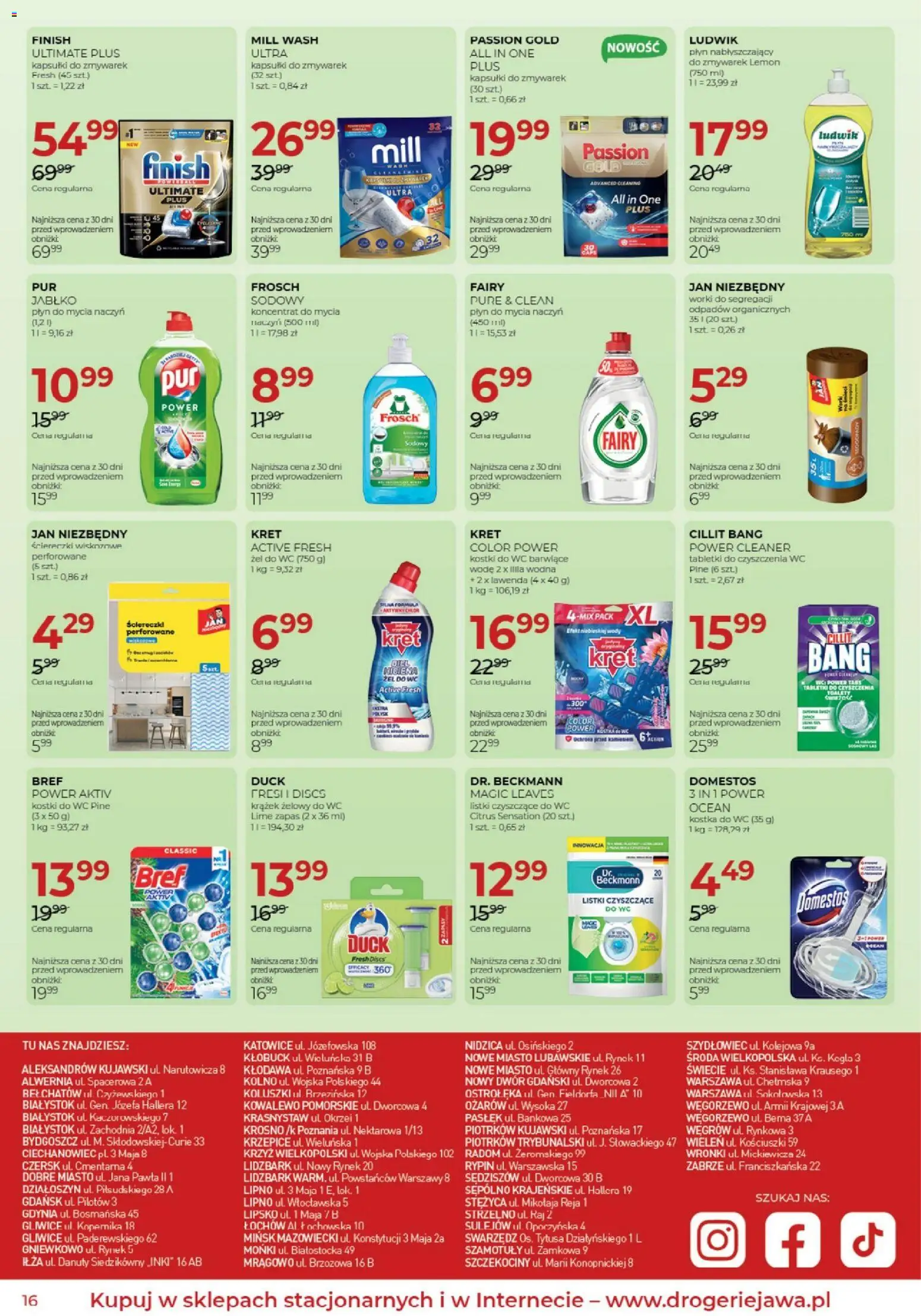Jawa gazetka od 04.08.2026 | Strona: 16 | Produkty: Kapsułki, Cleaner, Kostka do WC, Finish