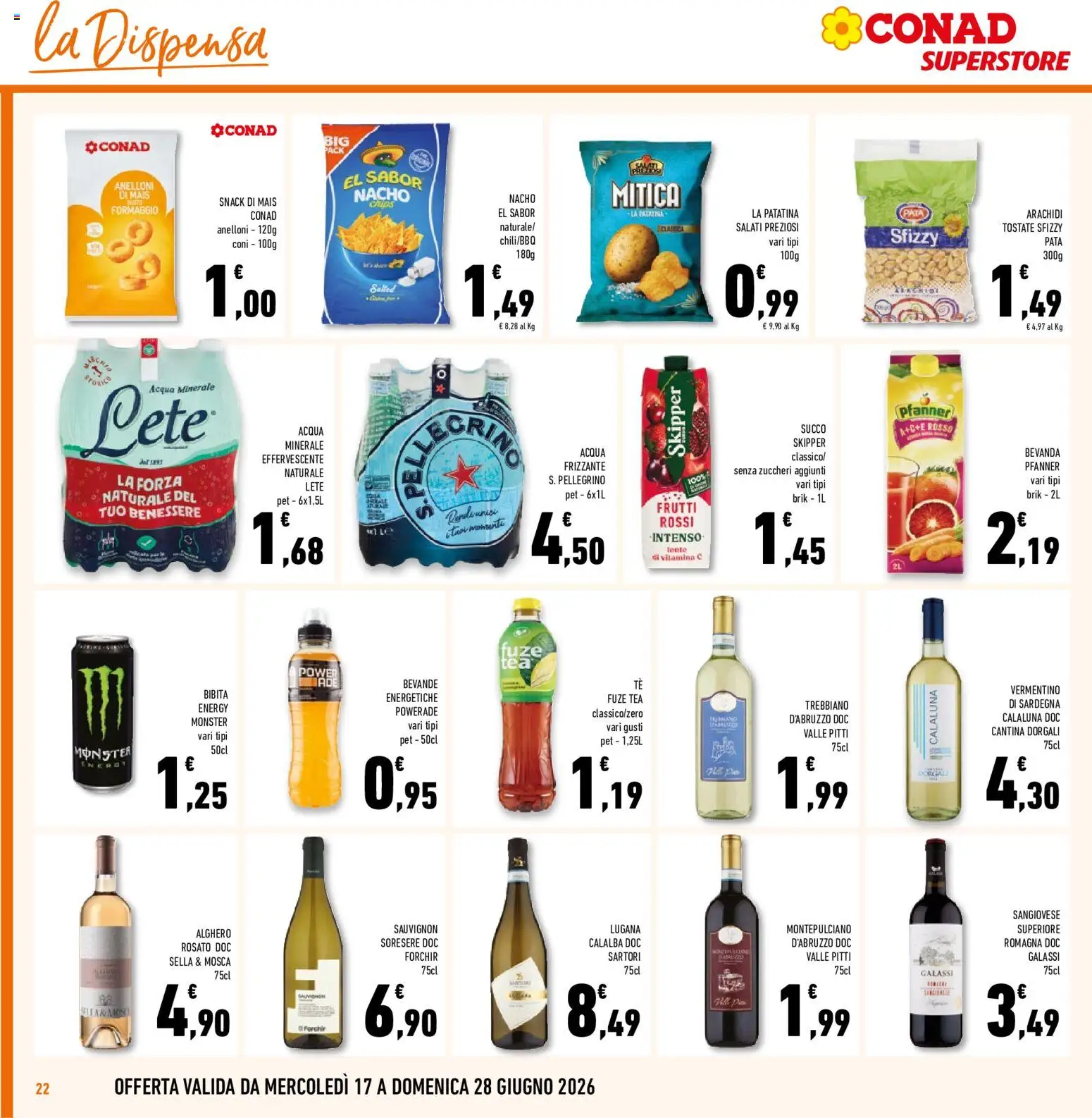 Volantino Conad del 17.06.2026 | Pagina: 22 | Prodotti: Tè, Formaggio, Bibita, Mais