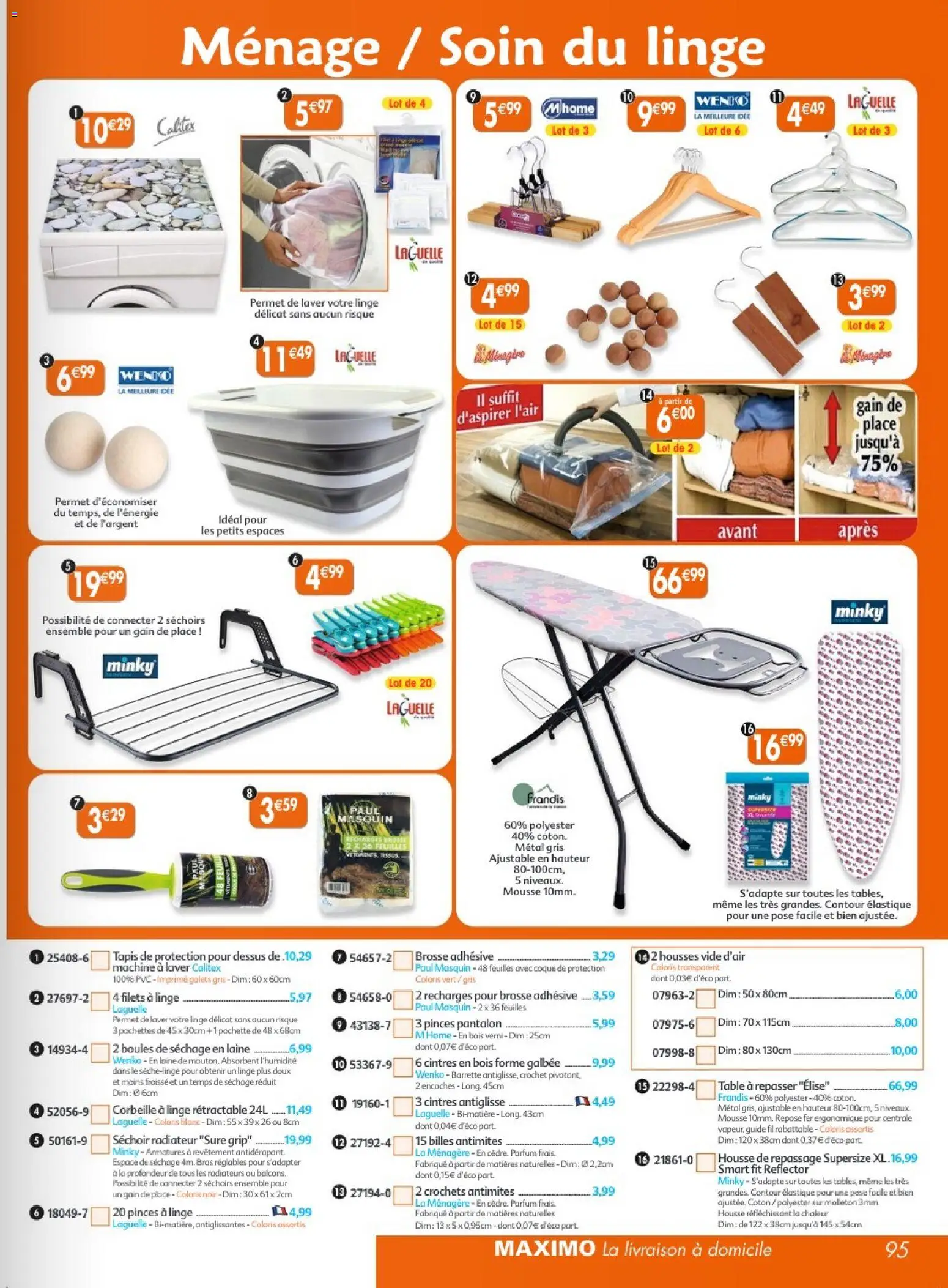 {H1} | Page: 95 | Produits: Machine à laver, Crochets, Corbeille à linge, Pantalon