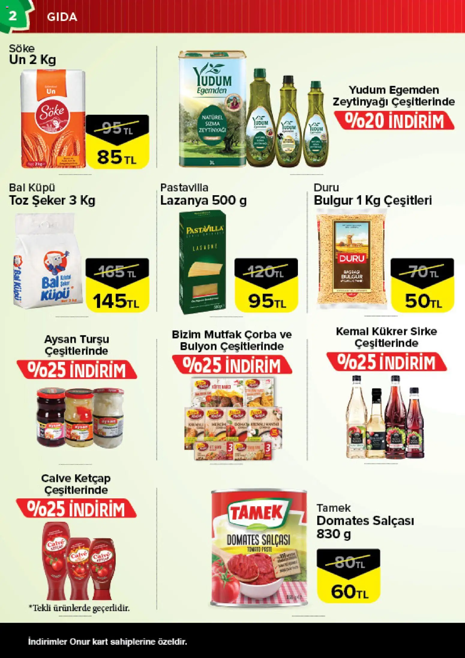 Onur Market Katalog - 29 Eylül 2026 tarihinden itibaren geçerlidir | Sayfa: 2 | Ürünler: Sirke, Ketçap, Zeytinyağı, Toz şeker