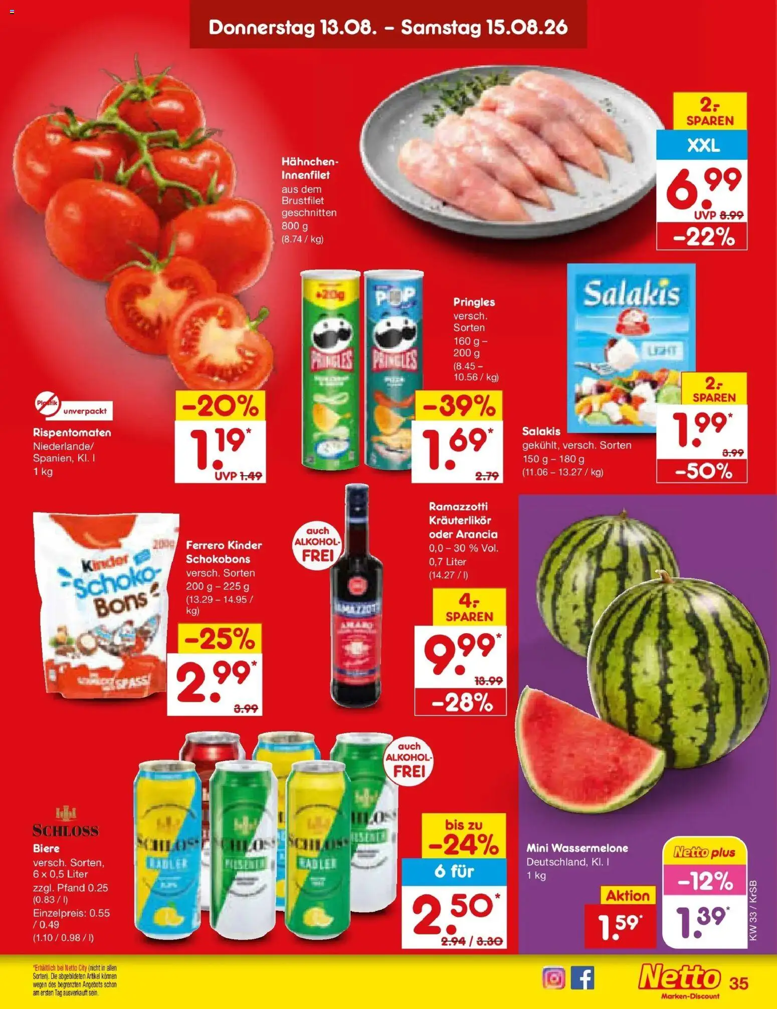 Netto Marken-Discount Prospekt Jüchen (ab 10.08.2026) » Angebote | Seite: 49 | Produkte: Hahnchen, Salakis, Wassermelone, Ramazzotti