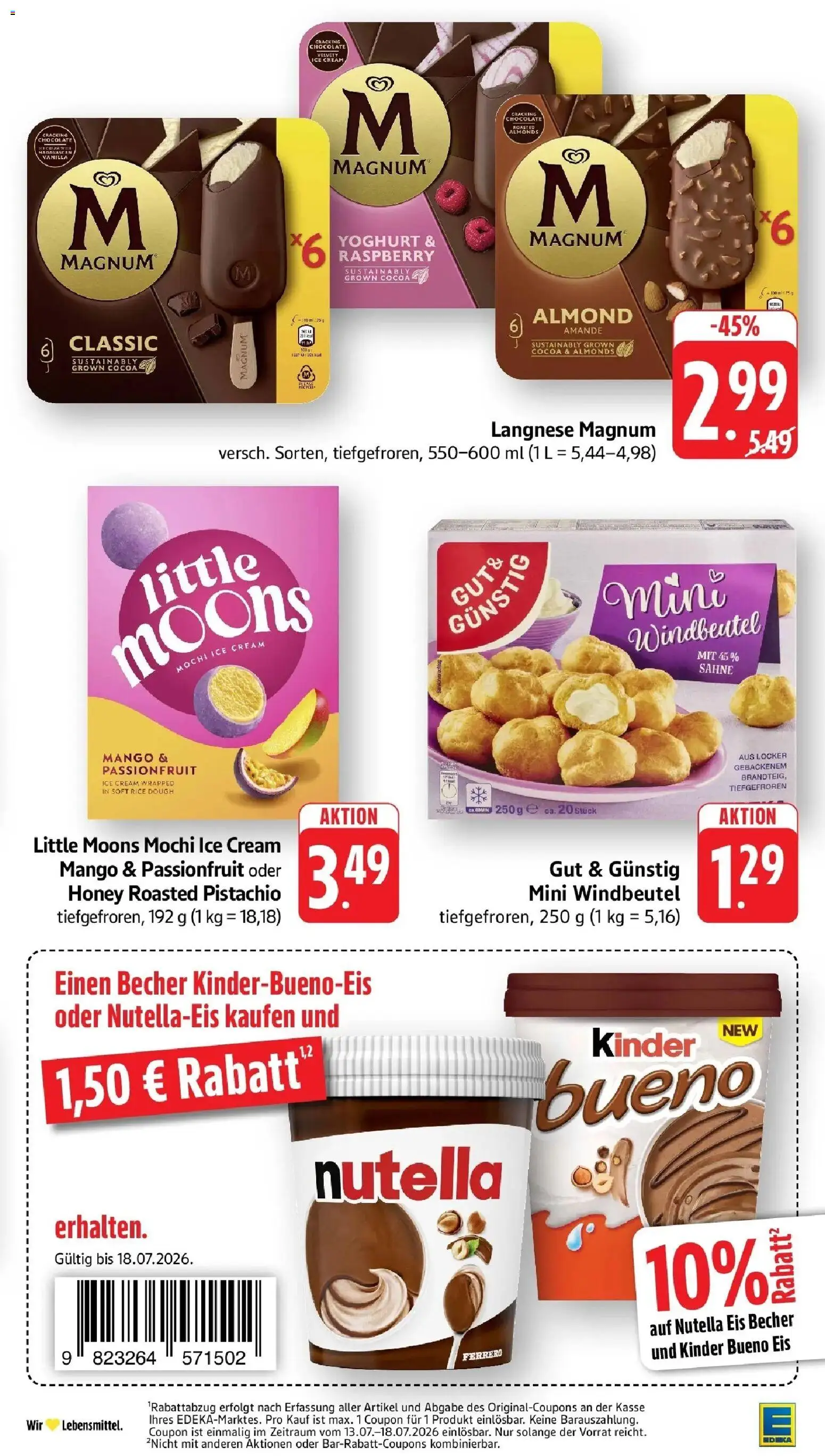 Edeka prospekt Heppenheim – gültig ab 13.07.2026 | Seite: 19 | Produkte: Langnese, Kinder bueno, Nutella, Eis