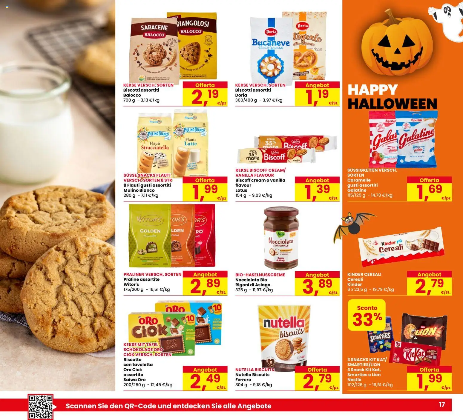 Volantino Eurospar del 29/10/2026 | Pagina: 17 | Prodotti: Caramelle, Biscotti, Nutella, Tavoletta