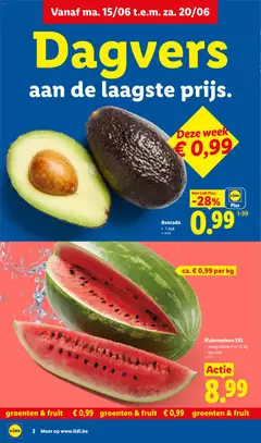 Watermeloen XXL, Watermeloen XXL, • weegt tussen 9 en 12 kg, • per stuk - Voorbeeld van een folder van Lidl, geldig van 15.06.2026 | Pagina: 2