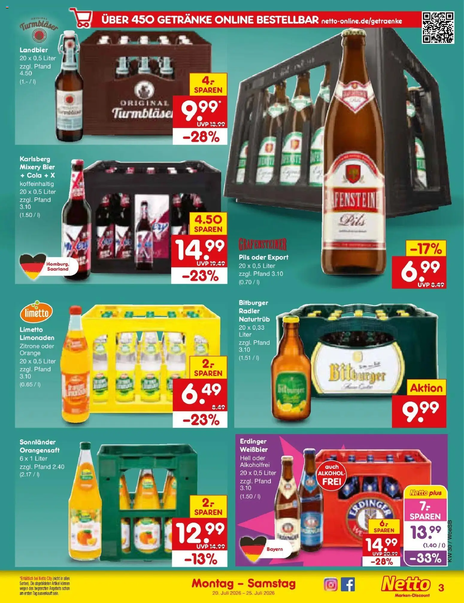 Netto Marken-Discount Prospekt Gemmingen – gültig ab 20.07.2026 | Seite: 57 | Produkte: Erdinger, Cola, Weißbier, Pils