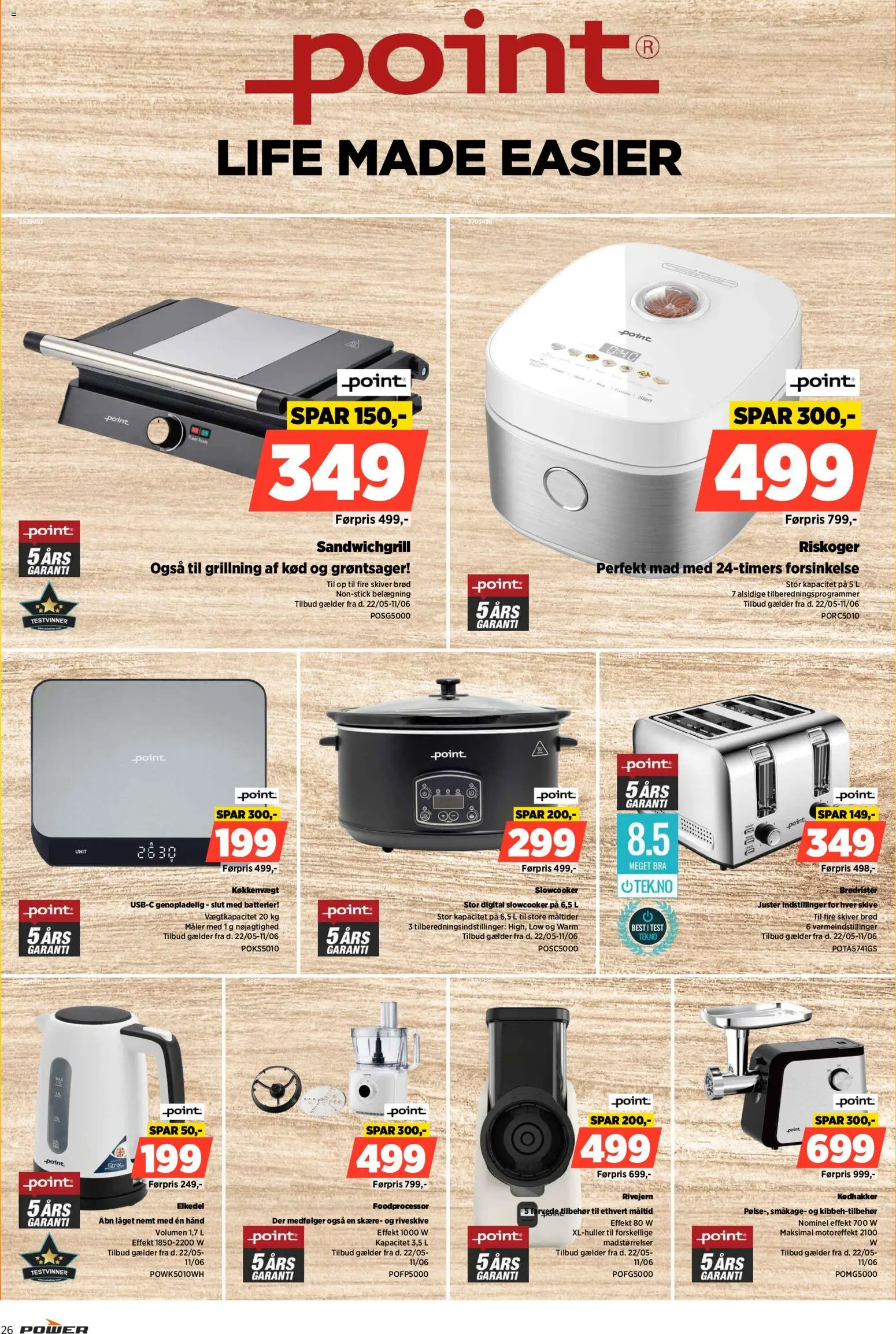 Power tilbudsavis – gyldig fra 22.05.2026 | Side: 26 | Produkter: Brød, Brødrister, Foodprocessor, Køkkenvægt