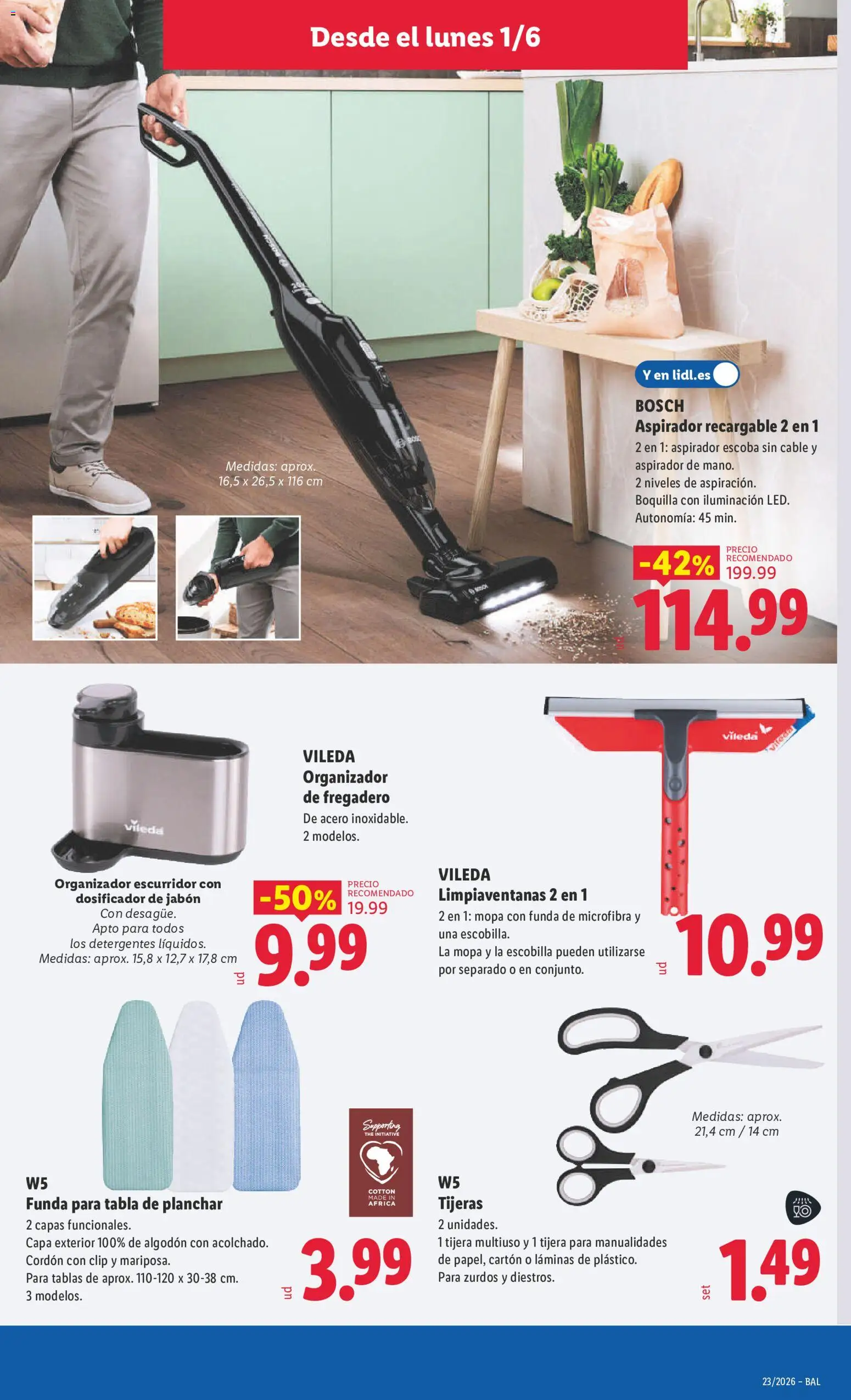Lidl folleto de bazar Illes Balears │ válido desde el 01.06.2026 | Página: 13 | Productos: Escoba, Funda para tabla de planchar, Cable, Funda