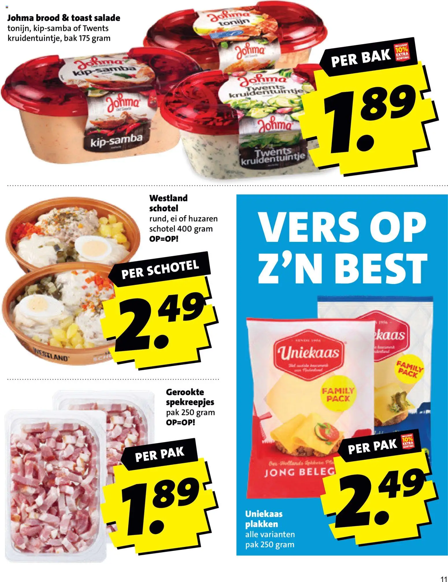 {H1} | Pagina: 11 | Producten: Kaas, Brood, Toast, Salade