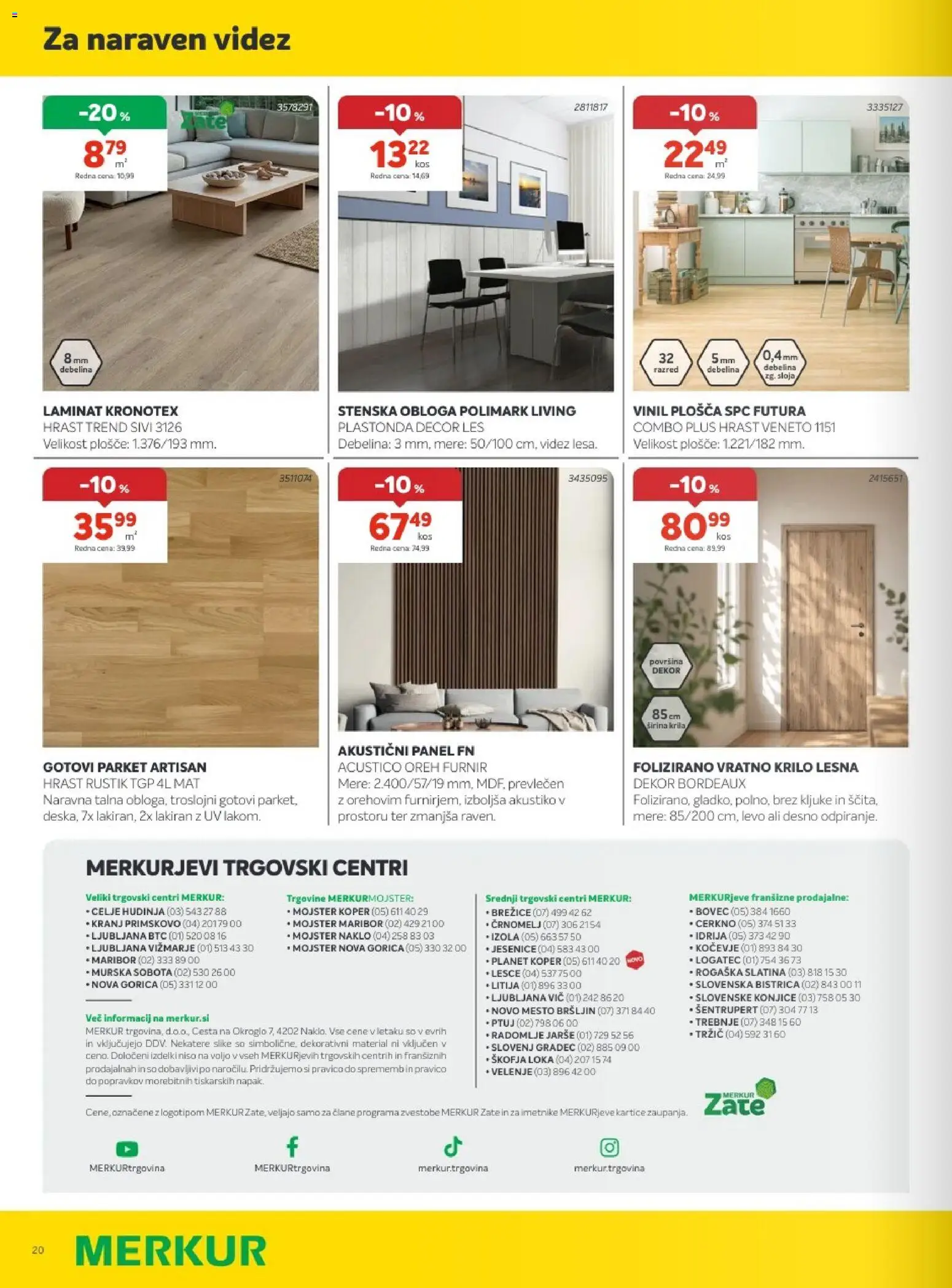 Novi Merkur katalog ponudbe – veljaven od 03.06.2026 | Stran: 20 | Izdelki: Furnir, Vratno krilo, Krilo
