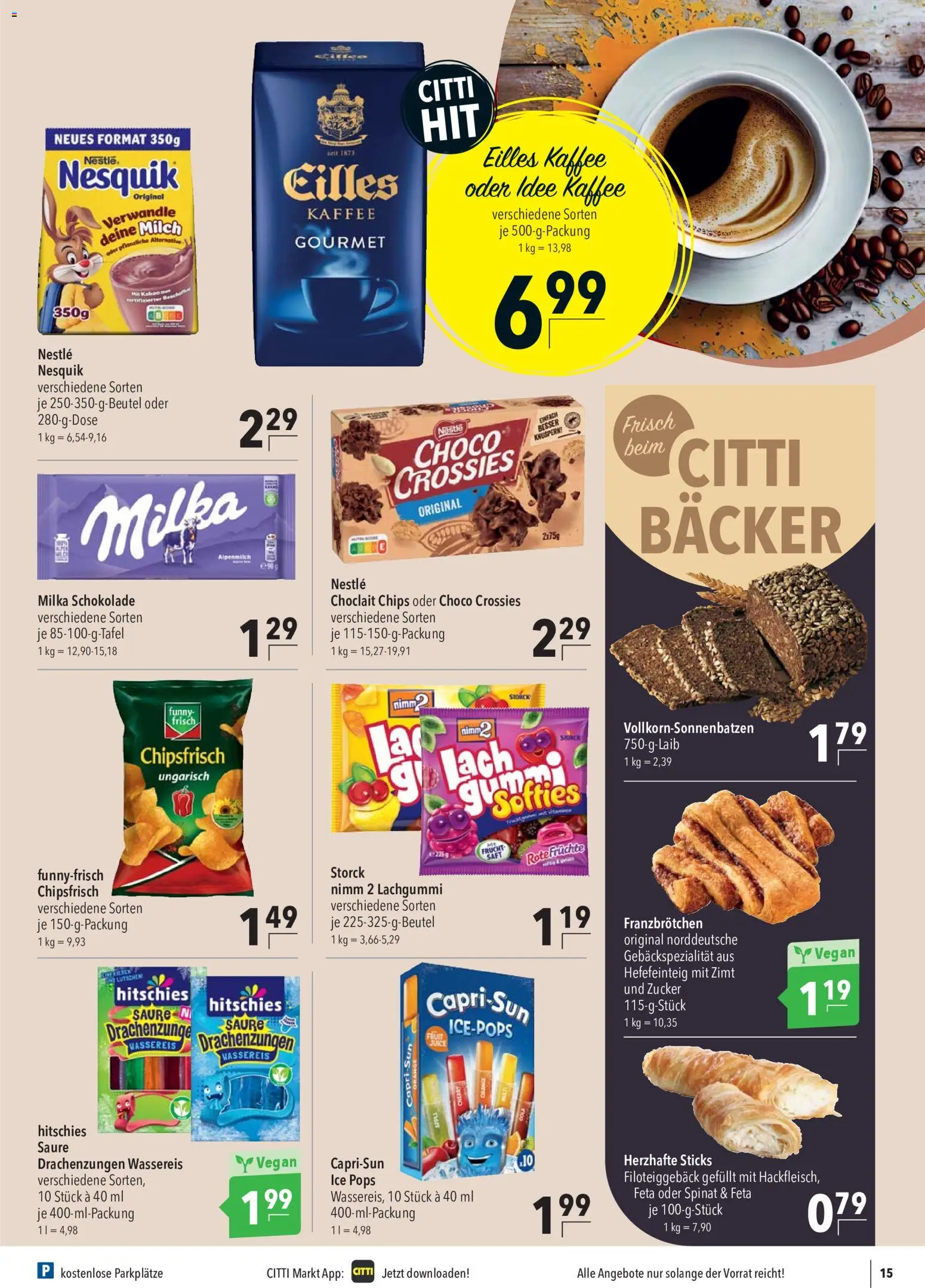CITTI Markt Prospekt 	 – gültig ab 13.05.2026 | Seite: 15 | Produkte: Idee kaffee, Feta, Milch, Milka