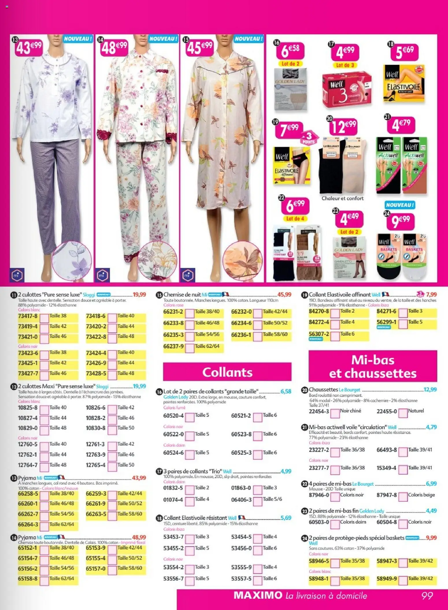 {H1} | Page: 99 | Produits: Ceinture, Collant, Daim, Pyjama