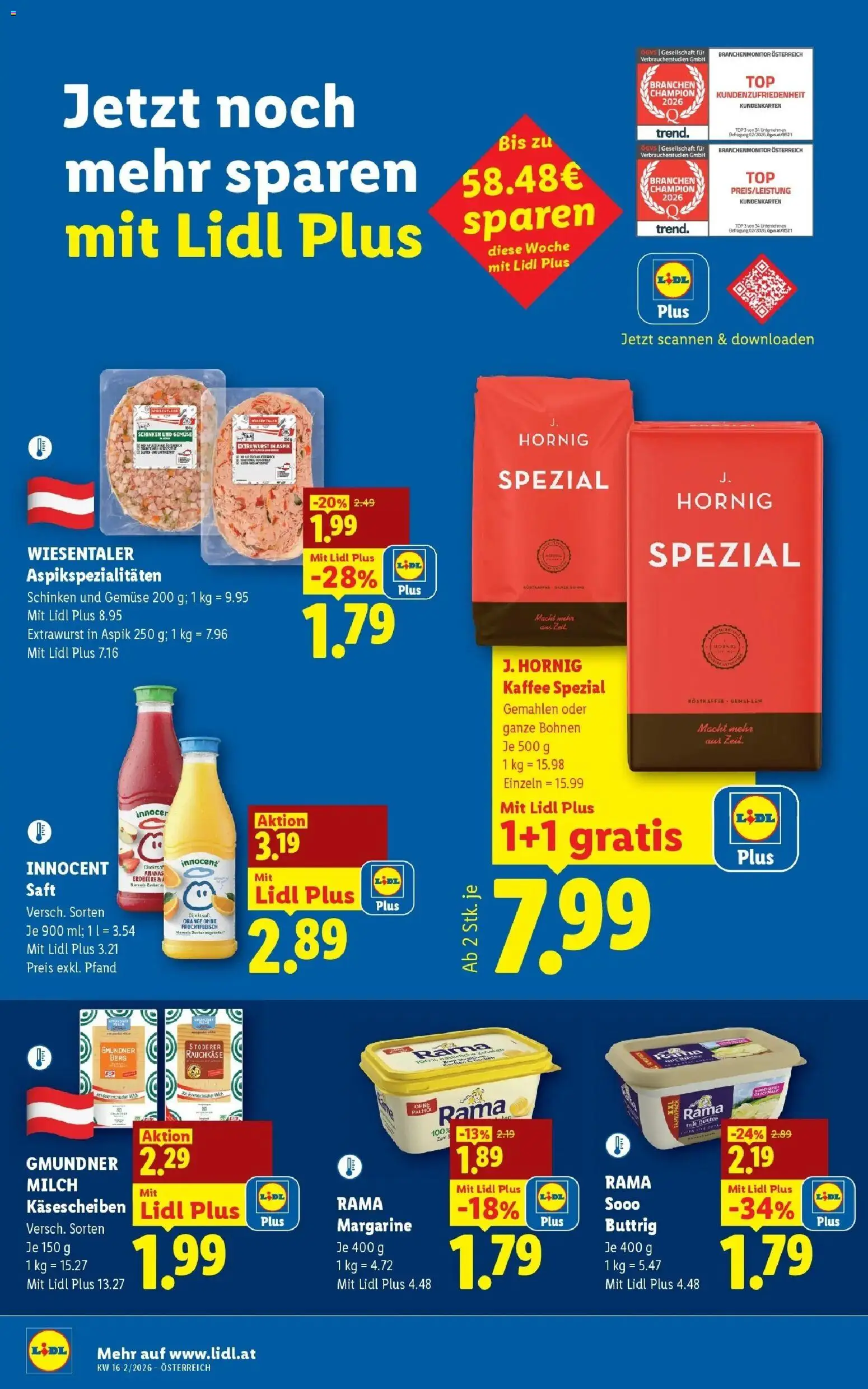 Lidl Flugblatt - Jenbach, Eferding, Dornbirn gültig ab 16.04.2026 | Seite: 12 | Produkte: Milch, Butter, Schinken, Saft
