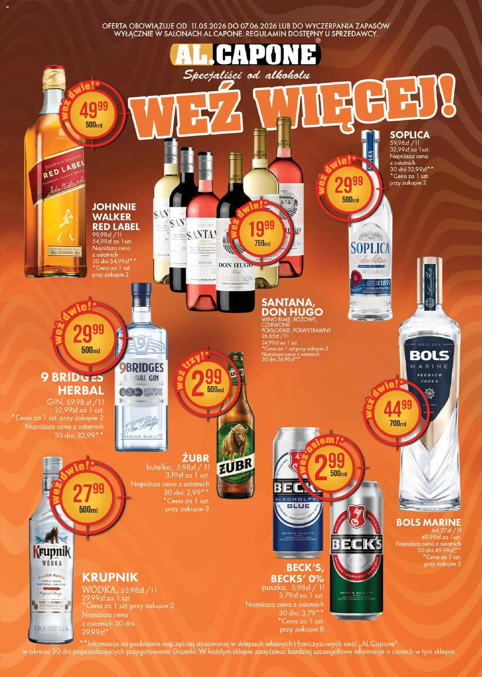 Al.Capone gazetka od 11.05.2026 | Strona: 2 | Produkty: Red label, Vodka, Wino, Gin