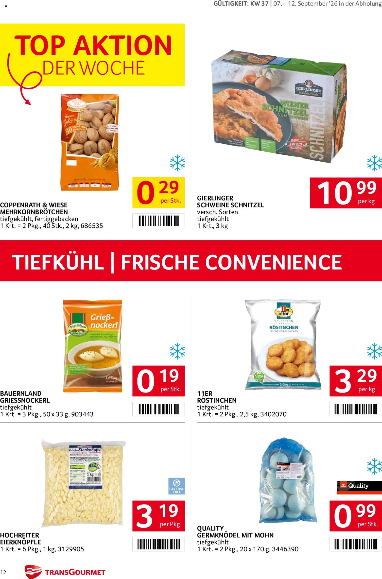 Transgourmet Flugblatt gültig ab 07.09.2026 | Seite: 12 | Produkte: Grieß