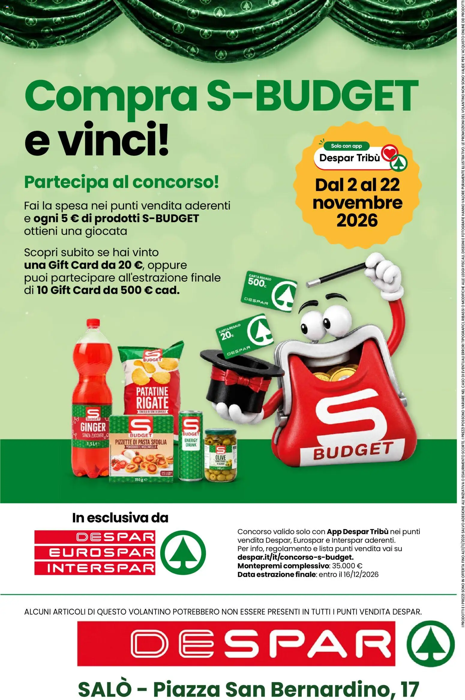 Volantino Despar del 29/10/2026 | Pagina: 16 | Prodotti: Patatine, Pasta sfoglia, Olive, Data