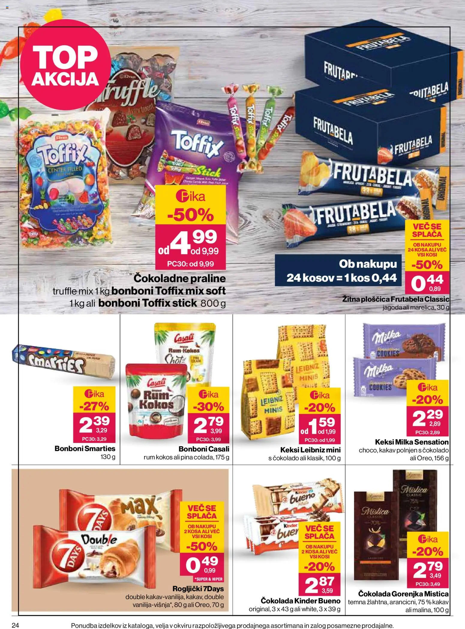 Novi Mercator katalog ponudbe – veljaven od 27.08.2026 | Stran: 24 | Izdelki: Bonboni, Rogljički, Kos, Cokolada