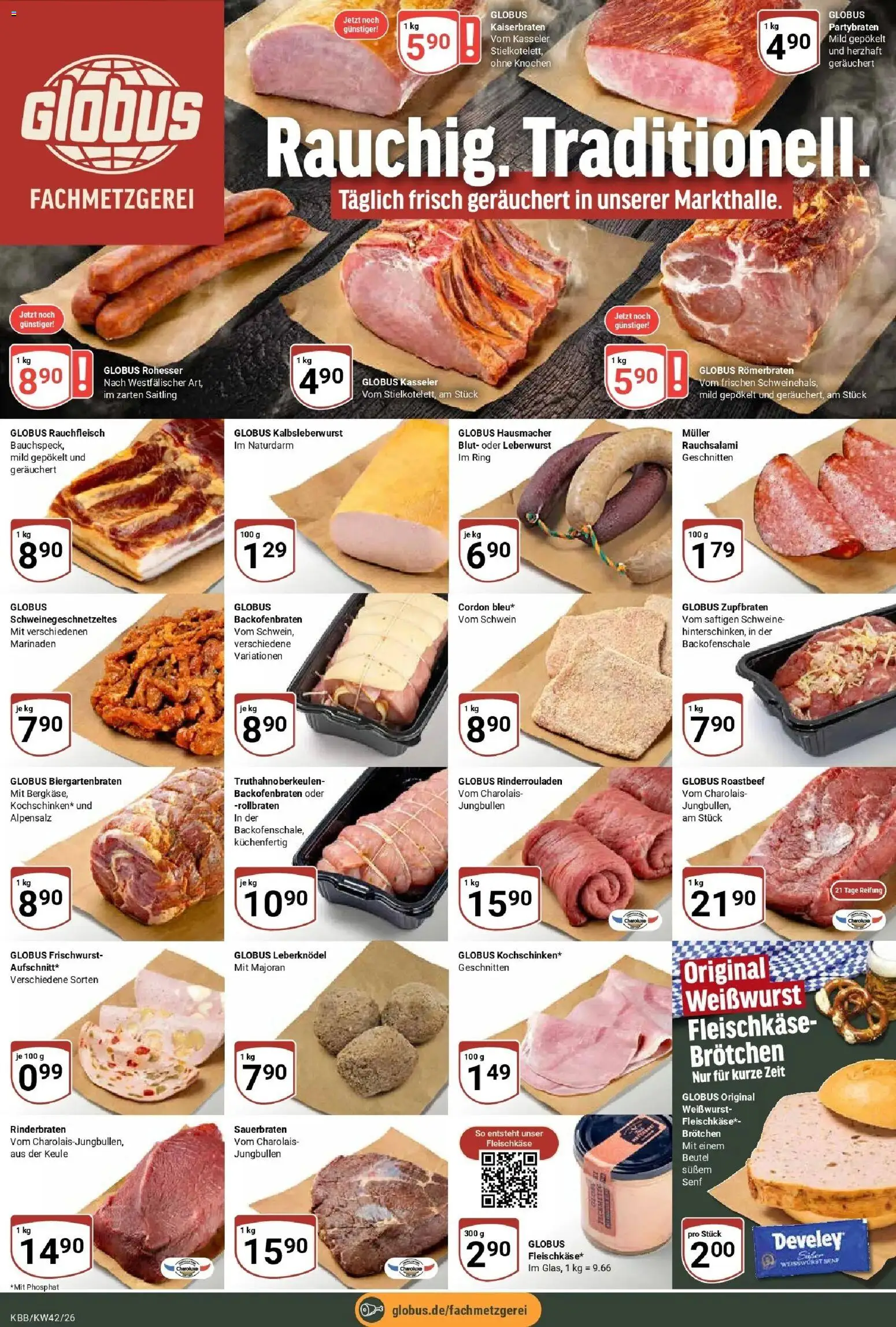 Globus Prospekt Koblenz-Bubenheim (ab 12.10.2026) » Angebote online | Seite: 10 | Produkte: Leberknödel, Rinderrouladen, Weißwurst, Roastbeef