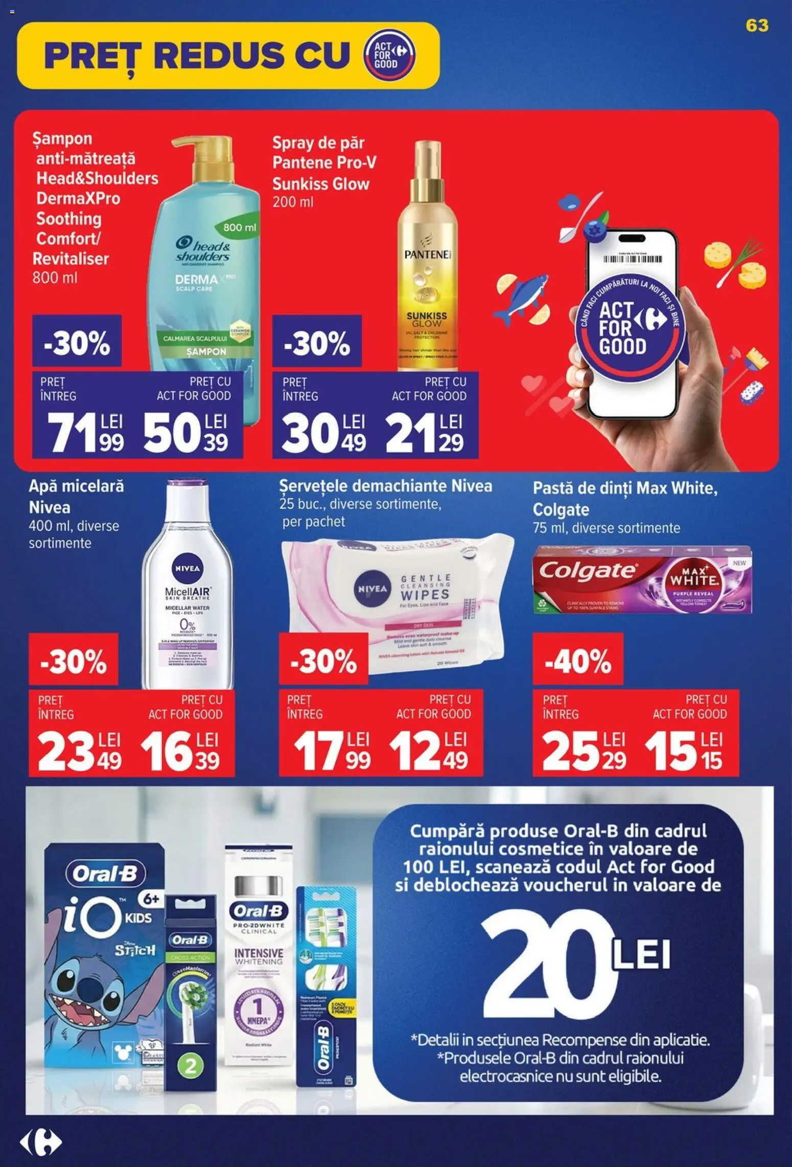 Noul catalog Carrefour – valabil de la 12.08.2026 | Pagină: 64 | Produse: Șampon, Spray de păr, Apă micelară, Apă
